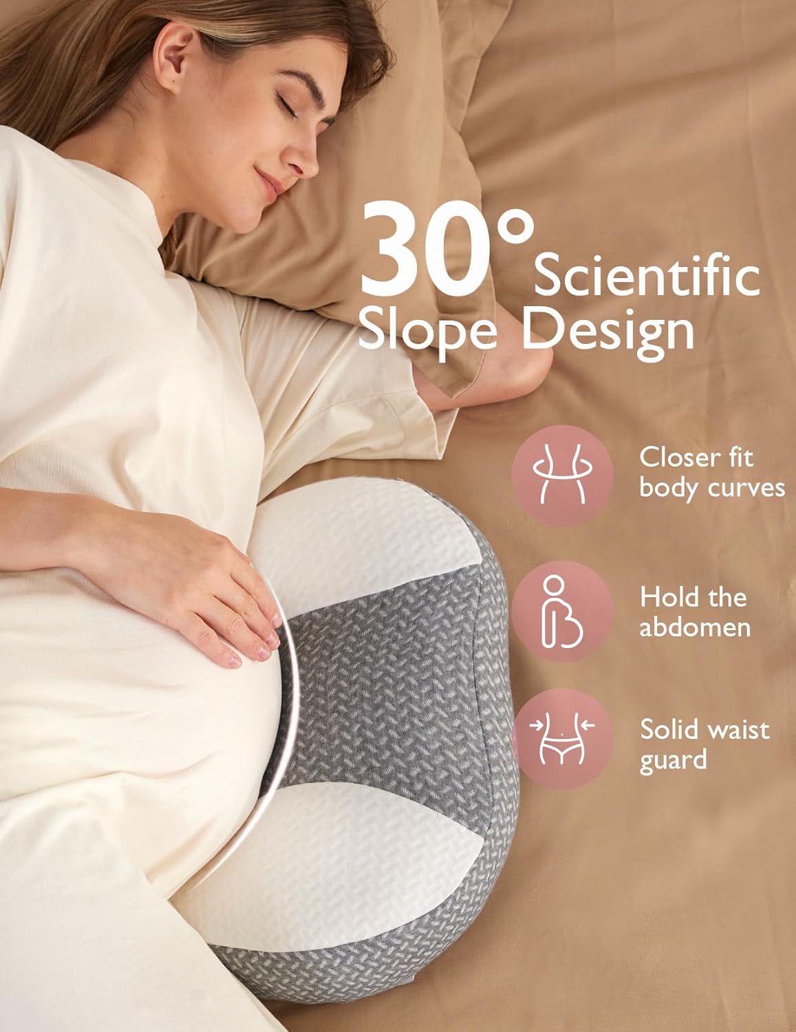 Momcozy Plus W Shaped Pregnancy Pillow for Sleeping - Adjustable Maternity Pillow for Side Sleepers - Portable Wedge Belly Support -Compact Design for Back Belly and HIPS