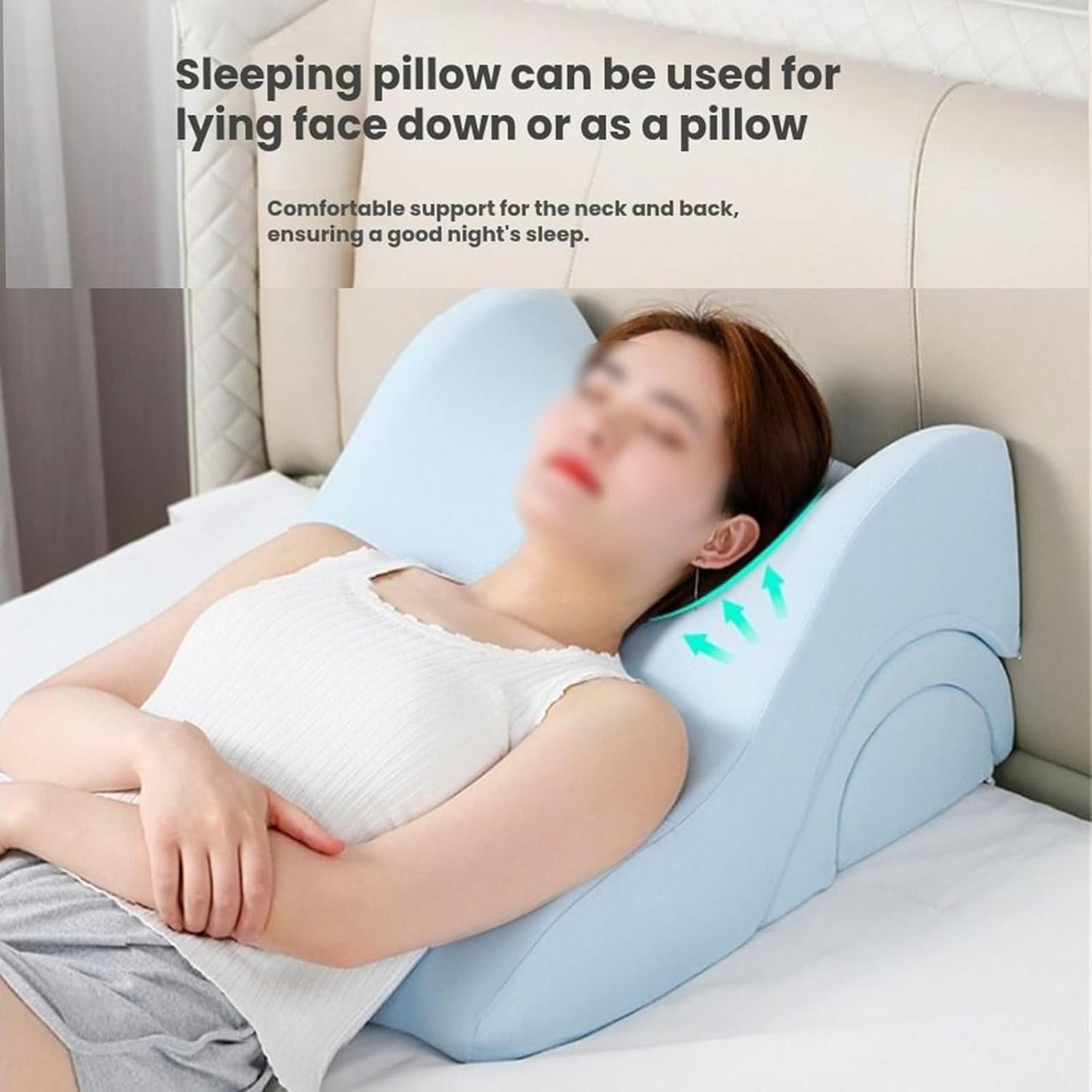 Ergonomic Neck Pillow, Memory Foam Wedge Reading Pillow for Bed, Adjustable Memory Foam Body Positioners for Leg, Knee Back Pain Relief Elevated Pillows, Removable Washable Cover(Green)