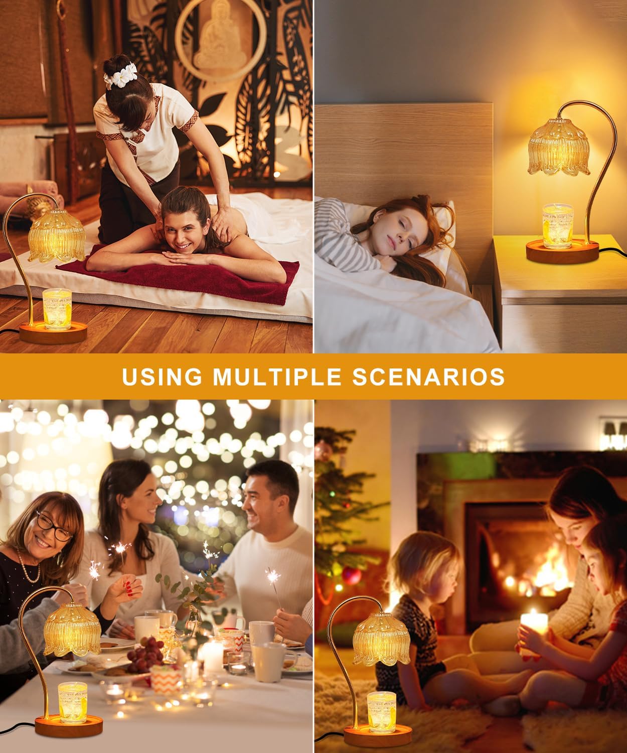 Candle Warmer Lamp Dimmable with Timer- Mothers's Day Gifts for Mom, Fragrance Flower Candle Lamp with 2 *50W Bulbs, Wax Melter Warmer Lamps for Jar Candle, Christmas Halloween House Warming Gifts