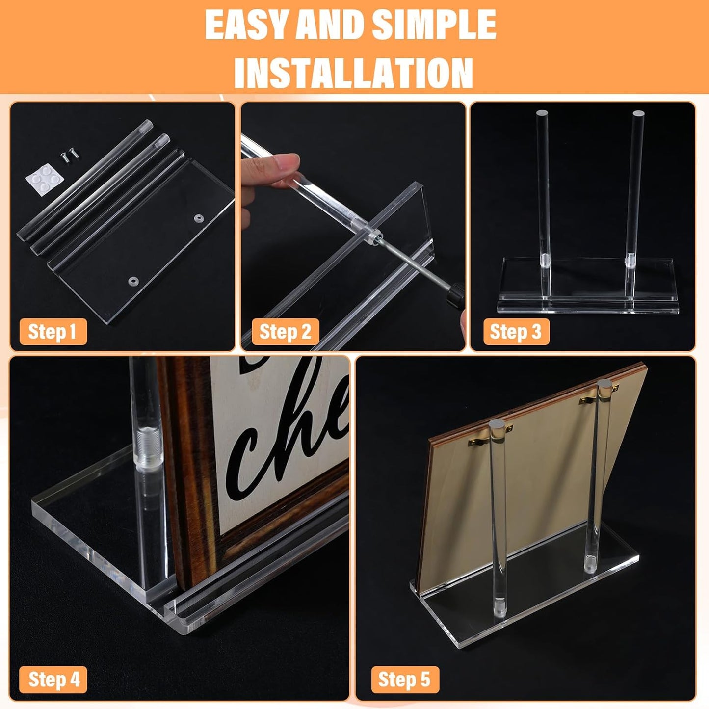 Tabletop Acrylic Display Stand Clear Easel Acrylic Book Display Holder Artwork Storage Rack for Picture Plate Frame Albums Record Magazine Tablet Canvas Board (Clear, 7.9 x 3.5 x 8.3 Inch)