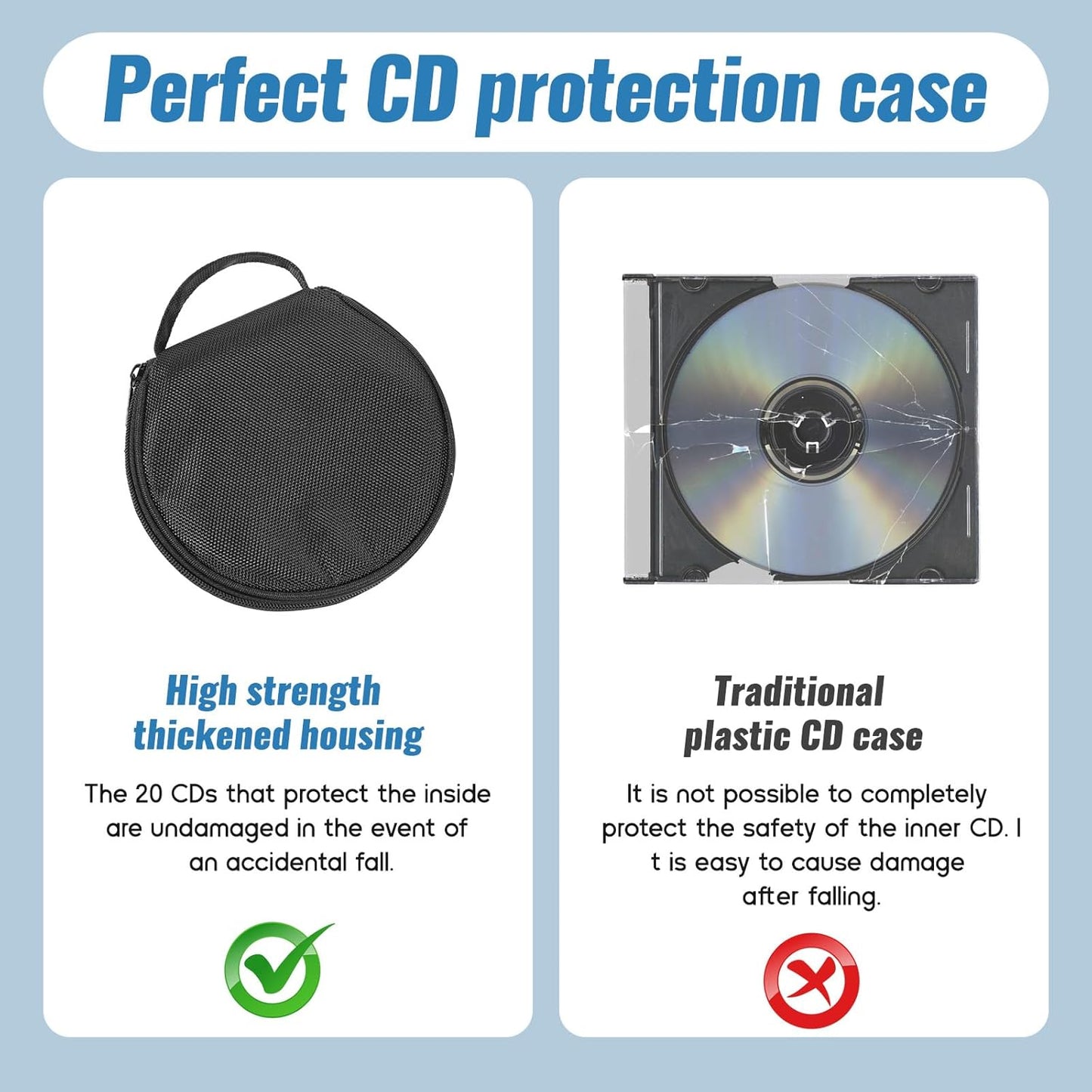Bewudy CD Case Holder, CD Case for Car DVD Holder Portable Disc Organizer DVD Round Storage Wallet for Car, Home, Travel Carrying (Black)