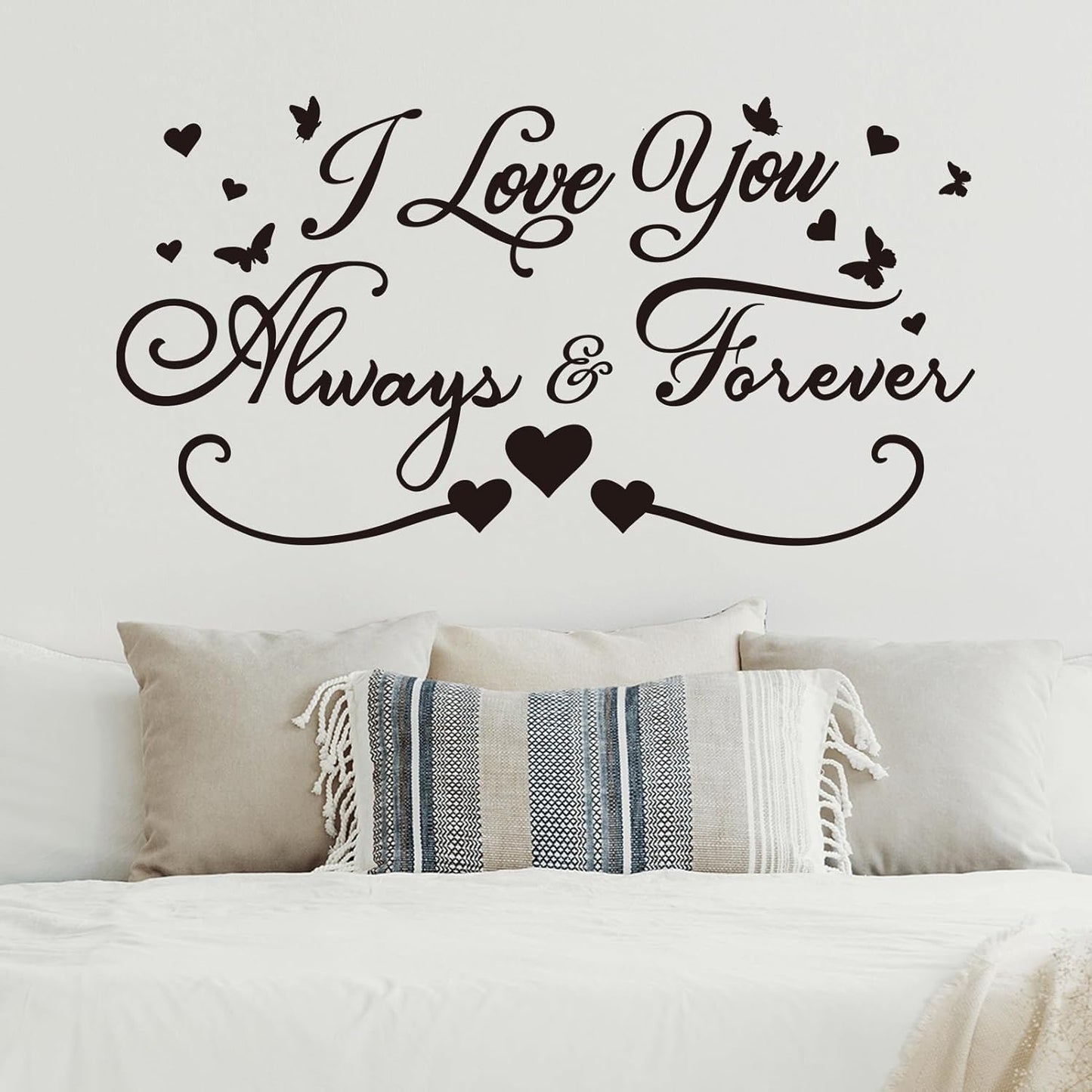 AnFigure Love Quotes Wall Stickers: Inspirational Vinyl Art Couples Wall Decals for Home Bedroom Bathroom Living Room - I Love You Always & Forever 21"X11"