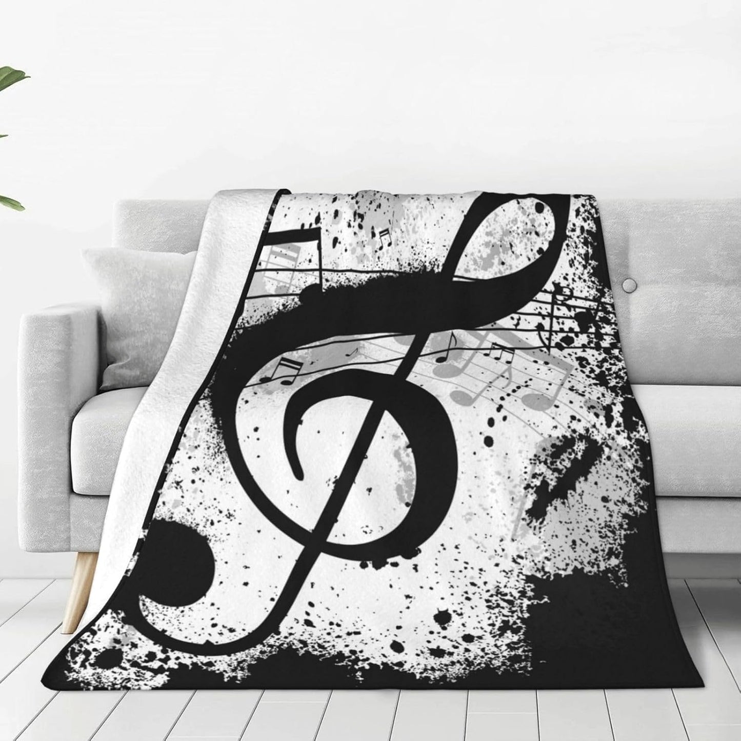 Musical Note Blanket Throw Blanket Flannel Lightweight Soft Plush Fuzzy Blankets for Bed Sofa Couch Livingroom Chair Car Travel Pet 50"x40"
