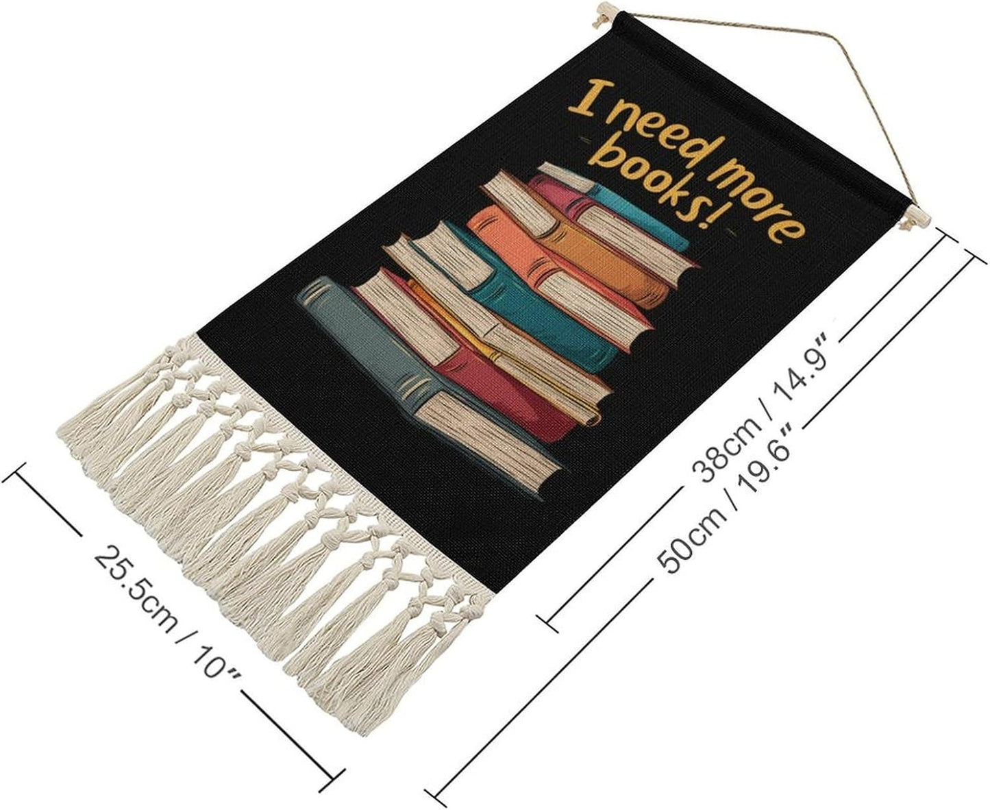 Reading Lover I Need More Books Retro Poster Hanging Kit Art Picture Canvas Personalized Home Decor with Tassel