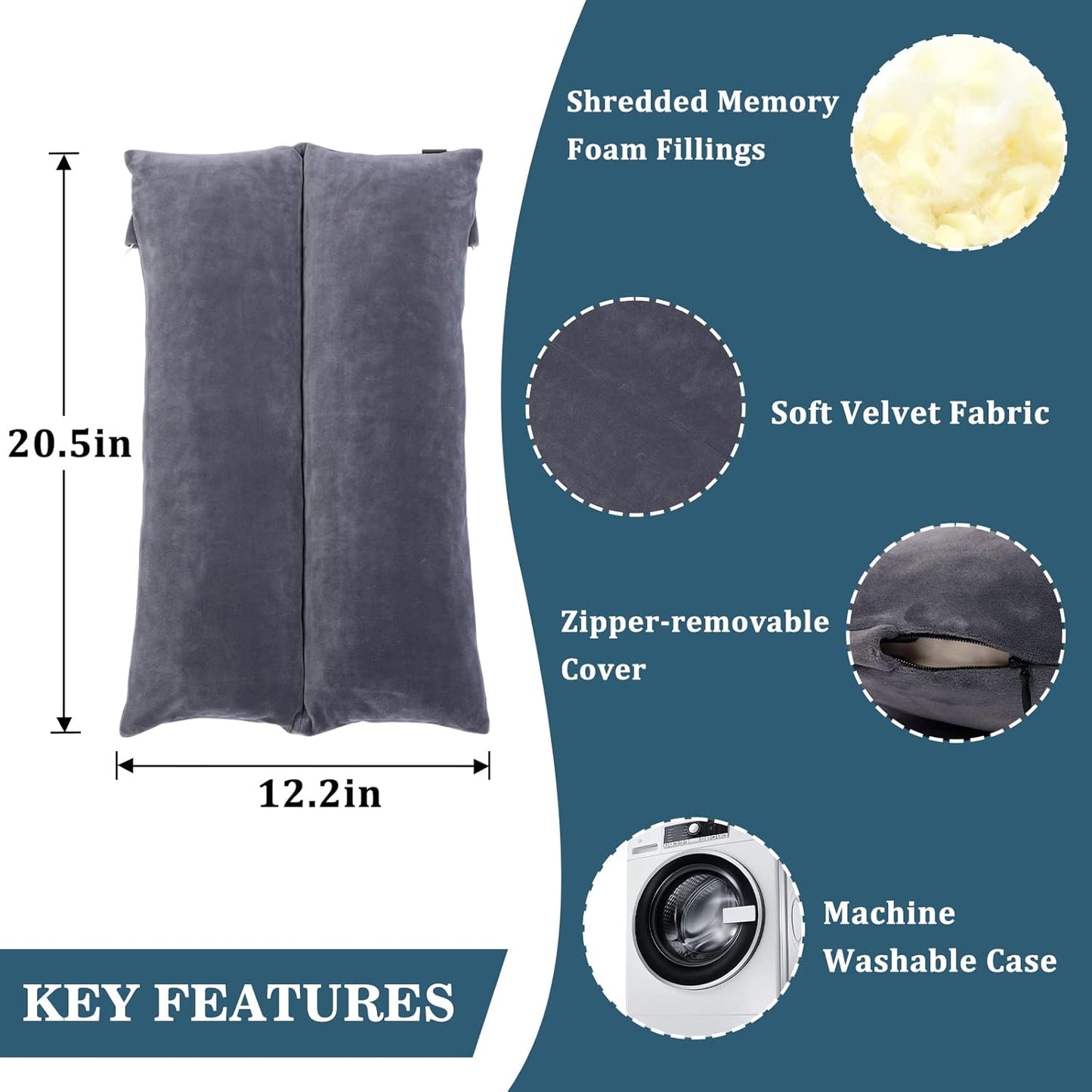 TANYOO Arm Elevation Pillow Shredded Memory Foam Filled Arm Stabilizer Elevation Pillow for Swelling and Circulation Pain Relief for Shoulder Surgery and Leg Injury Washable Cover