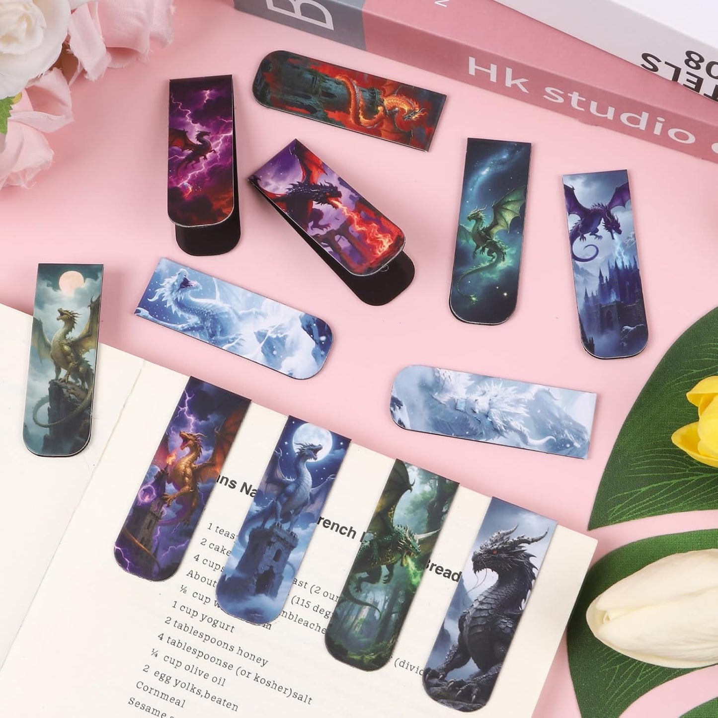 Dragon Magnetic Bookmark Gifts - 30 Pcs Cool Dragon Bookmarks Fantastic Animal Book Mark Magnet Book Marker Page Clip for Women Men Bookworms Reading Book Lovers Home Office Favor