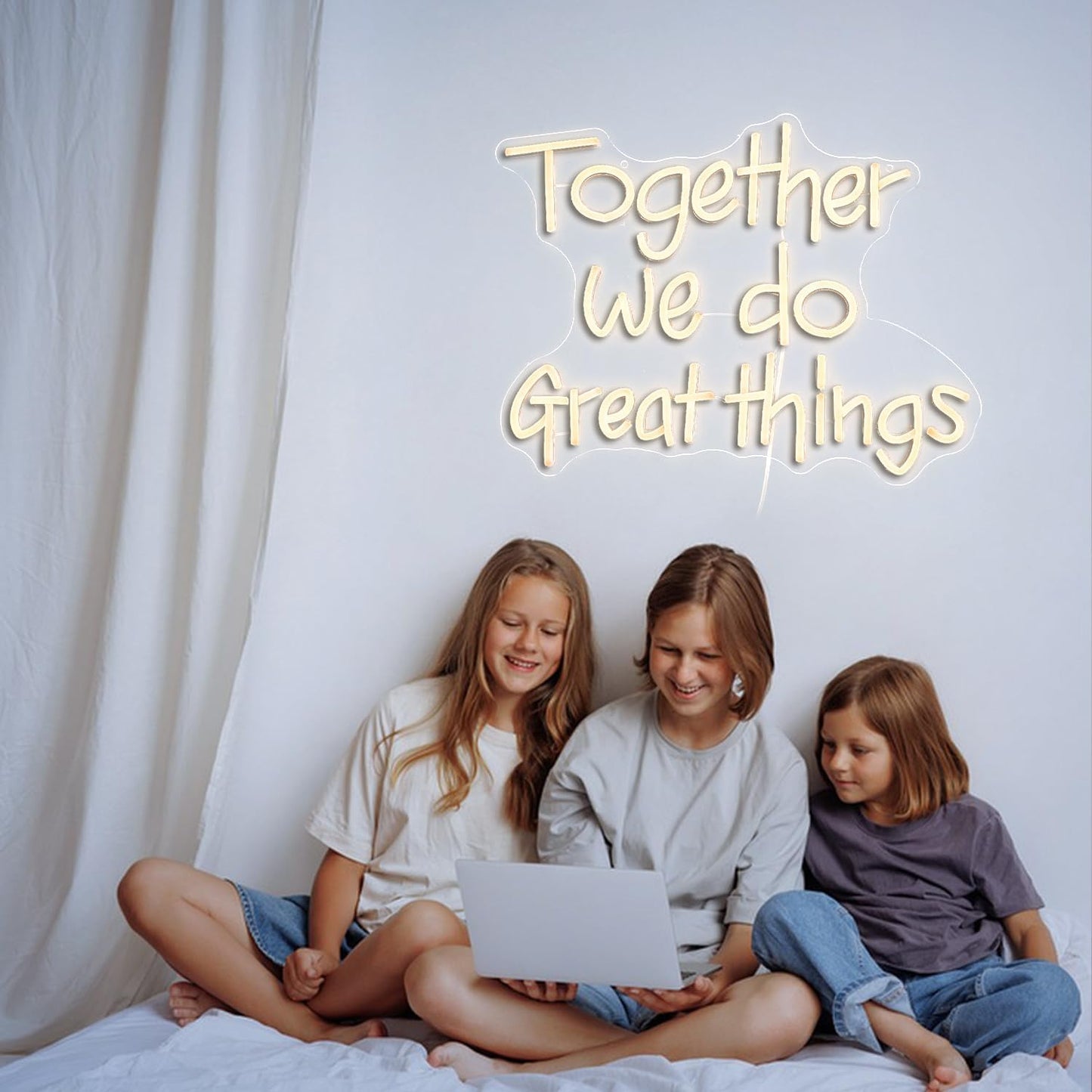 Together We Do Great Things Neon Sign Dimmable Inspirational Neon Light Signs Wall Art Decor for School Home Office Positive Classroom Decor USB Neon Light 16.5 * 12.6 IN