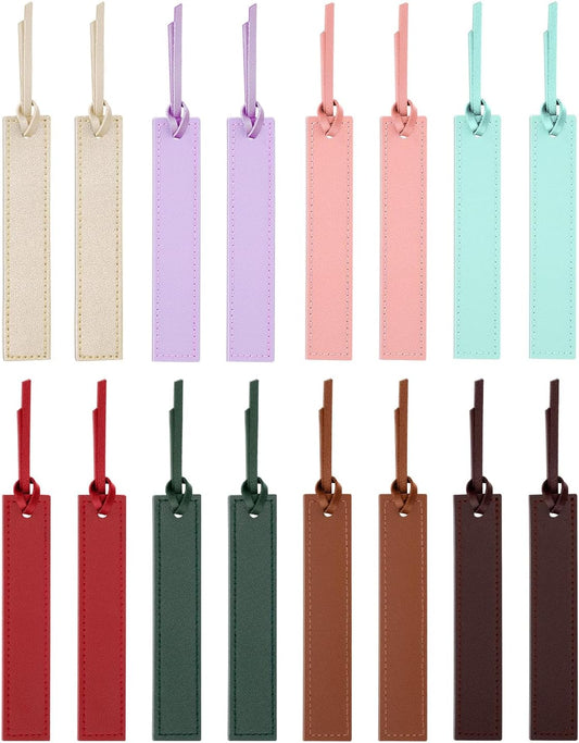 16 Pcs Leather Bookmark, Bookmarks with Leather Rope, Page Markers Reading Present for Women Men, Book Accessories for Reading Lovers, for School Office Home Supplies