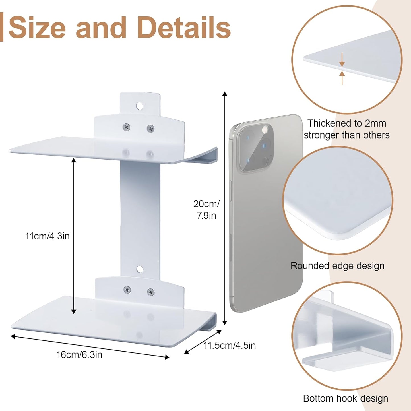 Invisible Book Shelf Floating, 6-Tier White Floating Shelves for Wall, Heavy Duty Metal Book Organizer Holders Vertical Hanging Space-Saving for Bedroom Office Room