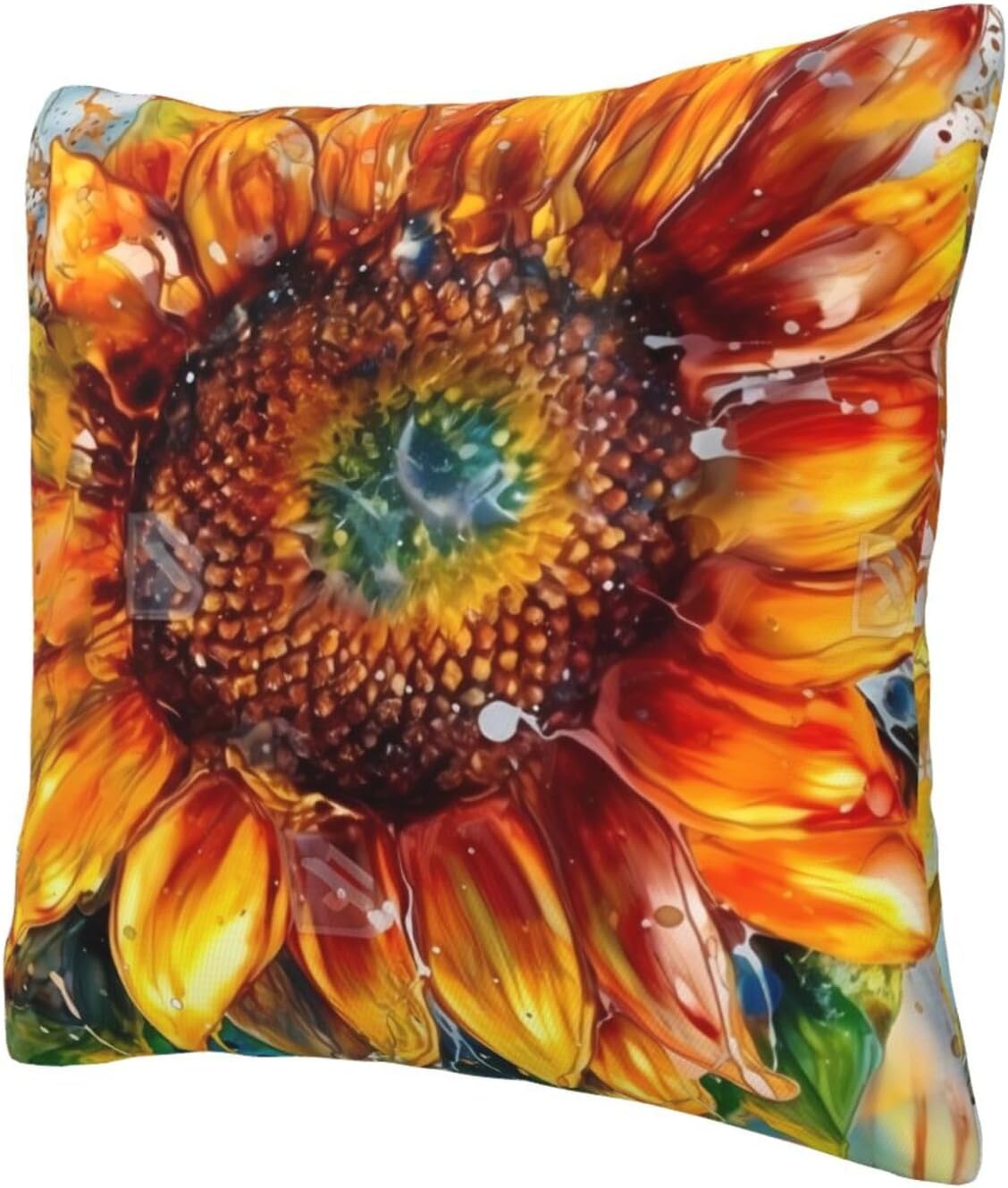 All-Season Square Pillow Covers 18"X18", Sunflower, Decorative Throw Pillow Covers for Sofa Bed Couch, Hidden Zipper Cushion Cover, Square Lumbar & Accent Pillowcases for Home Decor