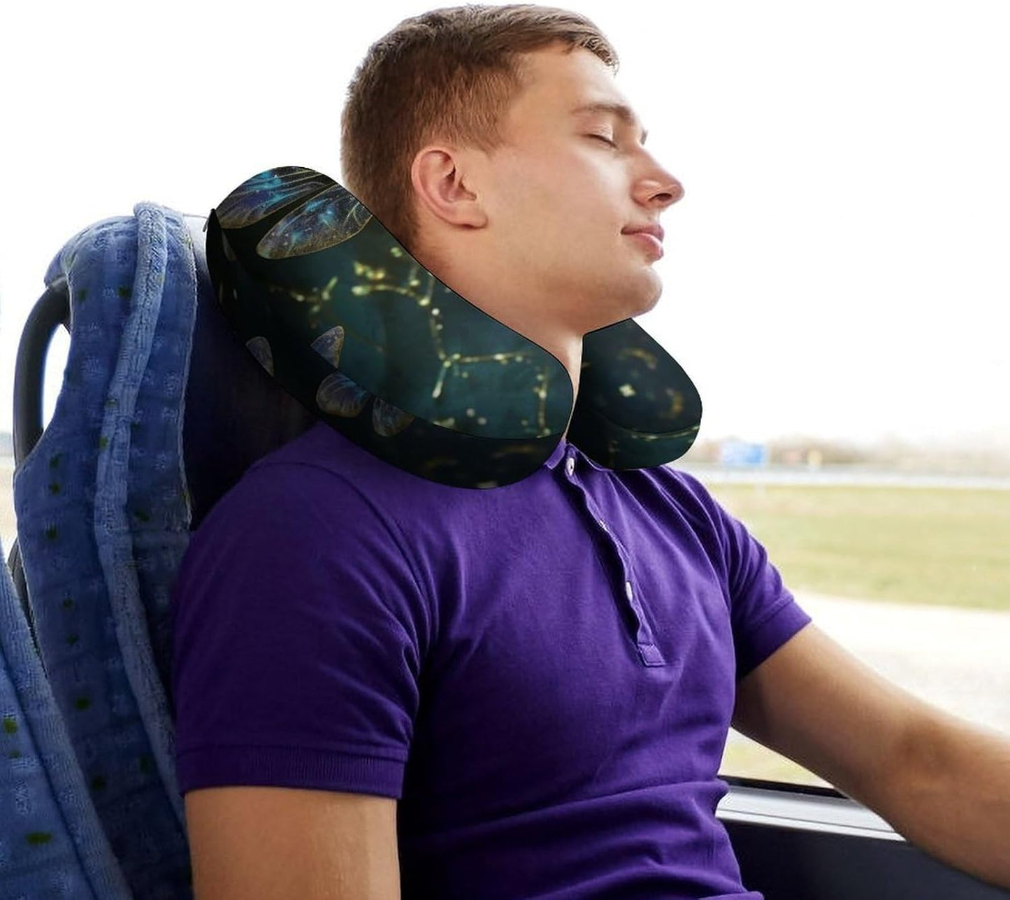 Dragonfly Neck Pillow Memory Foam U Shaped Pillows Portable Pillows for Shoulder Travel Head Support Pillow with Concealed Zipper for Airplane Car Home Office