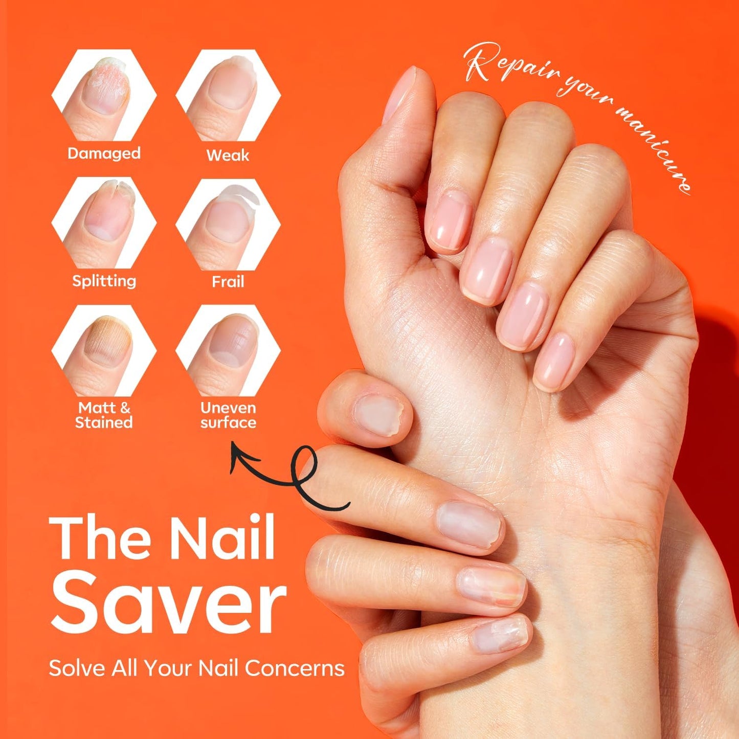 modelones Nail Strengthener and Growth Scented Nail Repair for Damaged Nails Hardener Extra Strong and Growth 3-in-1 Repair Mode Gifts for Women 13.5ml 0.46 Fl Oz