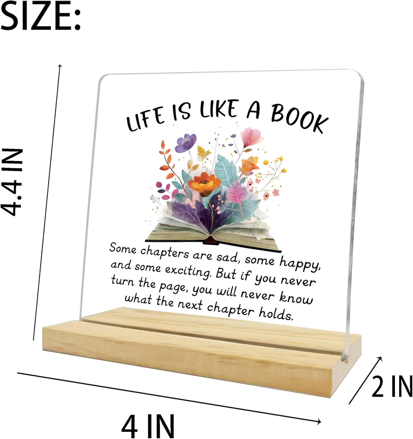 Inspirational Books Lover Gifts,Life is Like a Book,Reading Room Decor Acrylic Sign for Coworker Sister Girl Friends