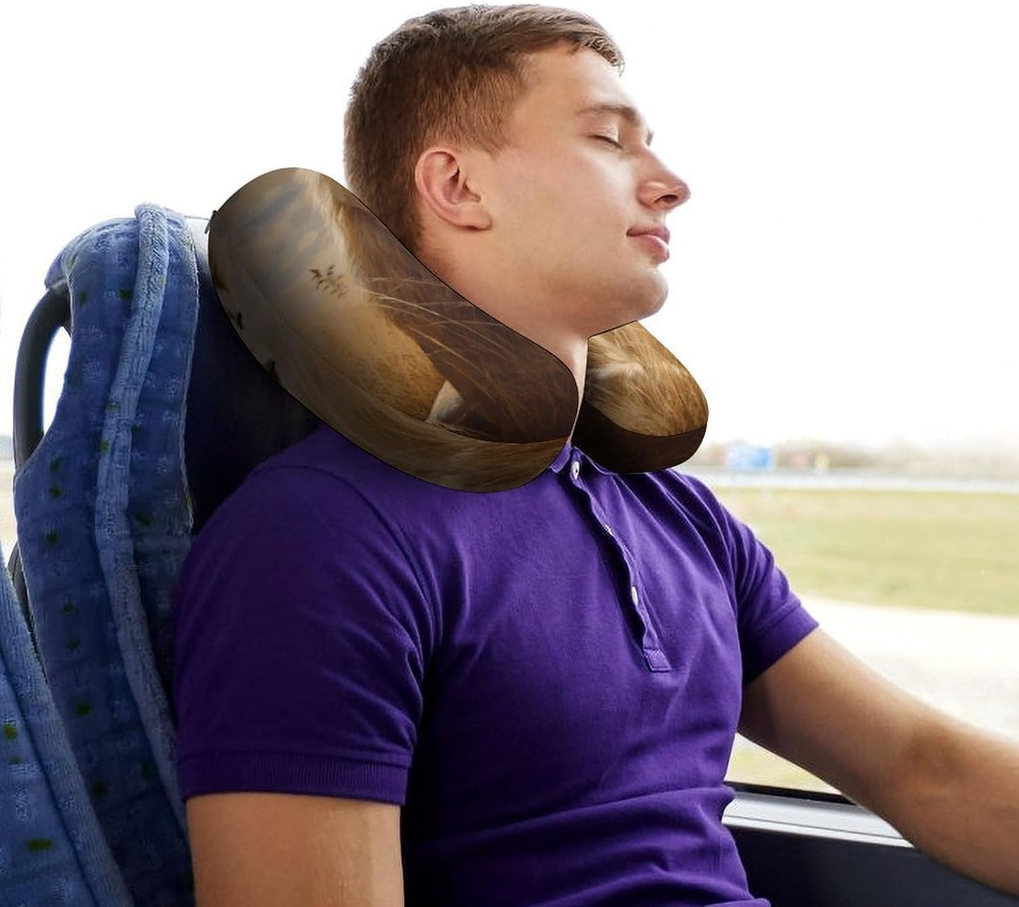 Prairie Lion Neck Pillow Memory Foam U Shaped Pillows Portable Pillows for Shoulder Travel Head Support Pillow with Concealed Zipper for Airplane Car Home Office