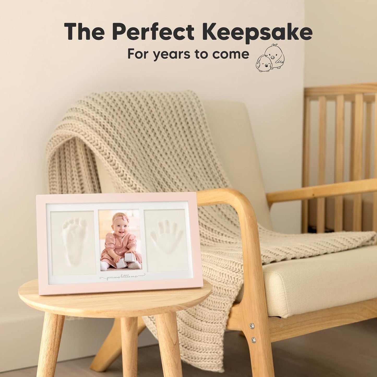 KeaBabies Baby Hand and Footprint Kit - Clay Handprint Keepsake Frame, Newborn Nursery Picture Frame, Personalized New Mom Gifts for Baby First Christmas Shower (Petal Pink)