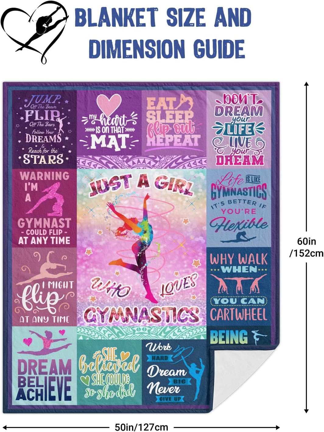 Gymnastics Gifts for Girls, Girls Gymnastics Stuff Blanket Gifts, Gymnastics Christmas Birthday Gifts Throw Blanket 60" x 50"