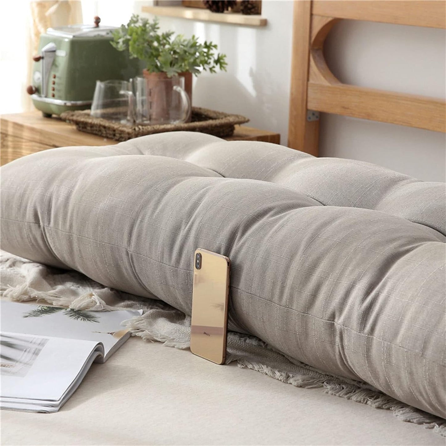 Konsilsa Large Triangular Bed Rest Positioning Support Pillow for Reading in Bed, Couch Back Cushions for Day Bed & Bunk Bed, Wedge Headboard Pillow with Removable Cover