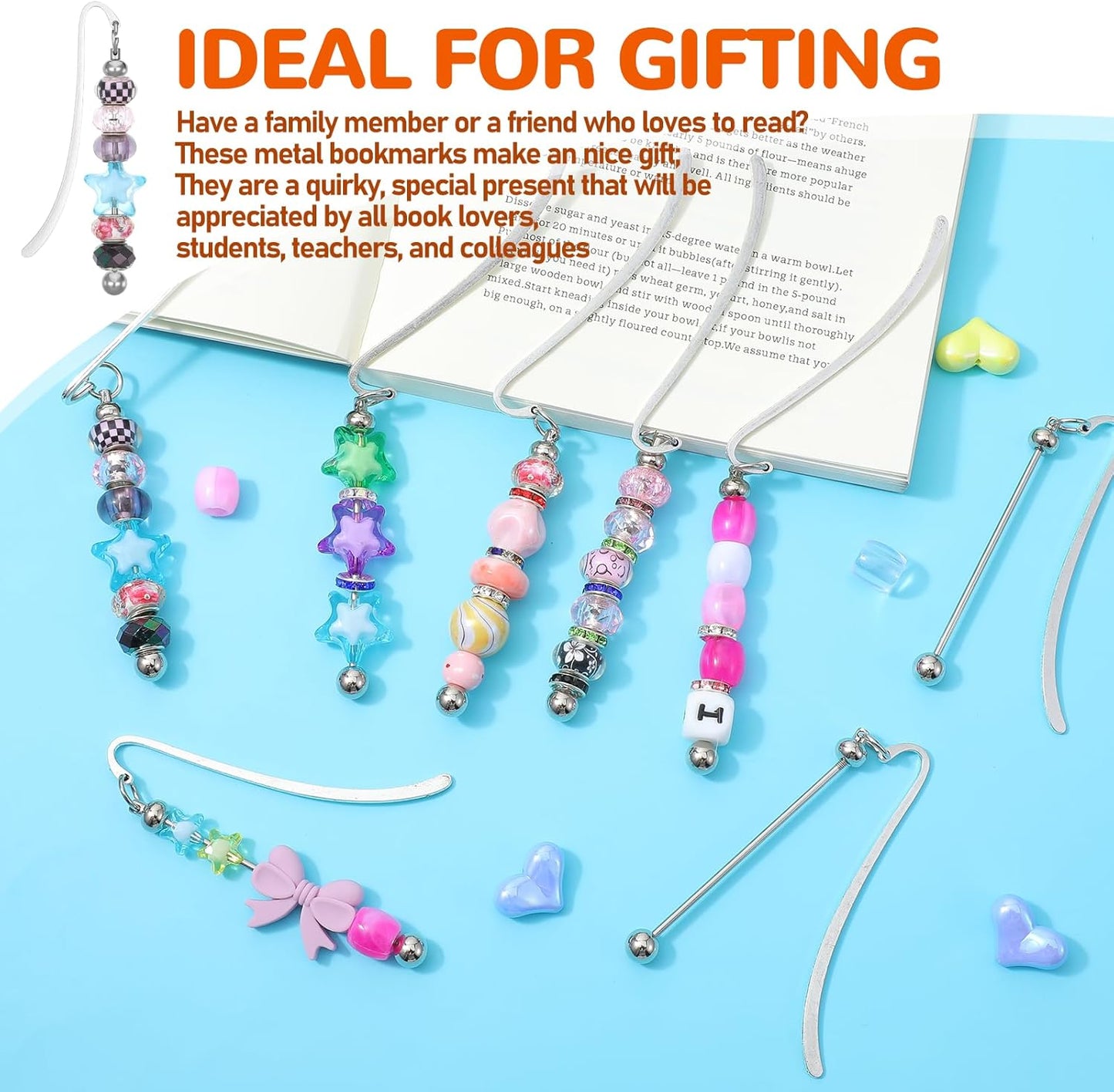 20pcs Beadable Bookmarks DIY Metal Blank Bar Bookmark for Beads Modern Beaded Craft Jewelry Pendant Charm Gift Beading Bookmark Bar Bulk for Student Teacher Office Supplies Craft Jewelry Pendant Charm