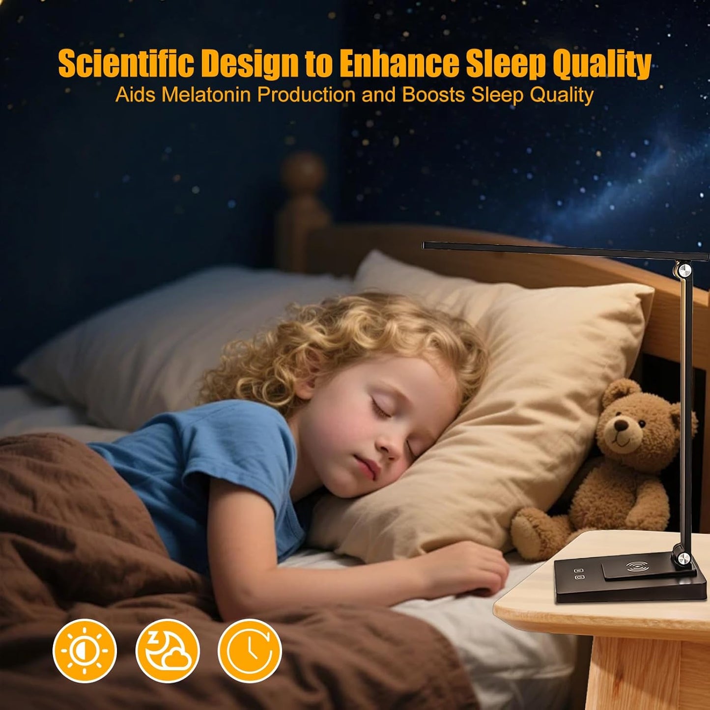 LED Desk Lamp, Dimmable Table Lamp with 5 Color Temperatures & Touch Control, Foldable Reading Light for Home Office, Study, and Nightstand