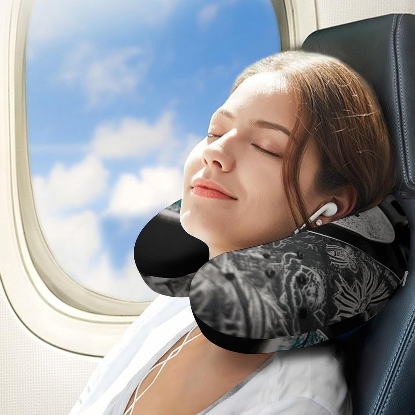 Skate Boards Neck Pillow Memory Foam U Shaped Pillows Portable Pillows for Shoulder Travel Head Support Pillow with Concealed Zipper for Airplane Car Home Office