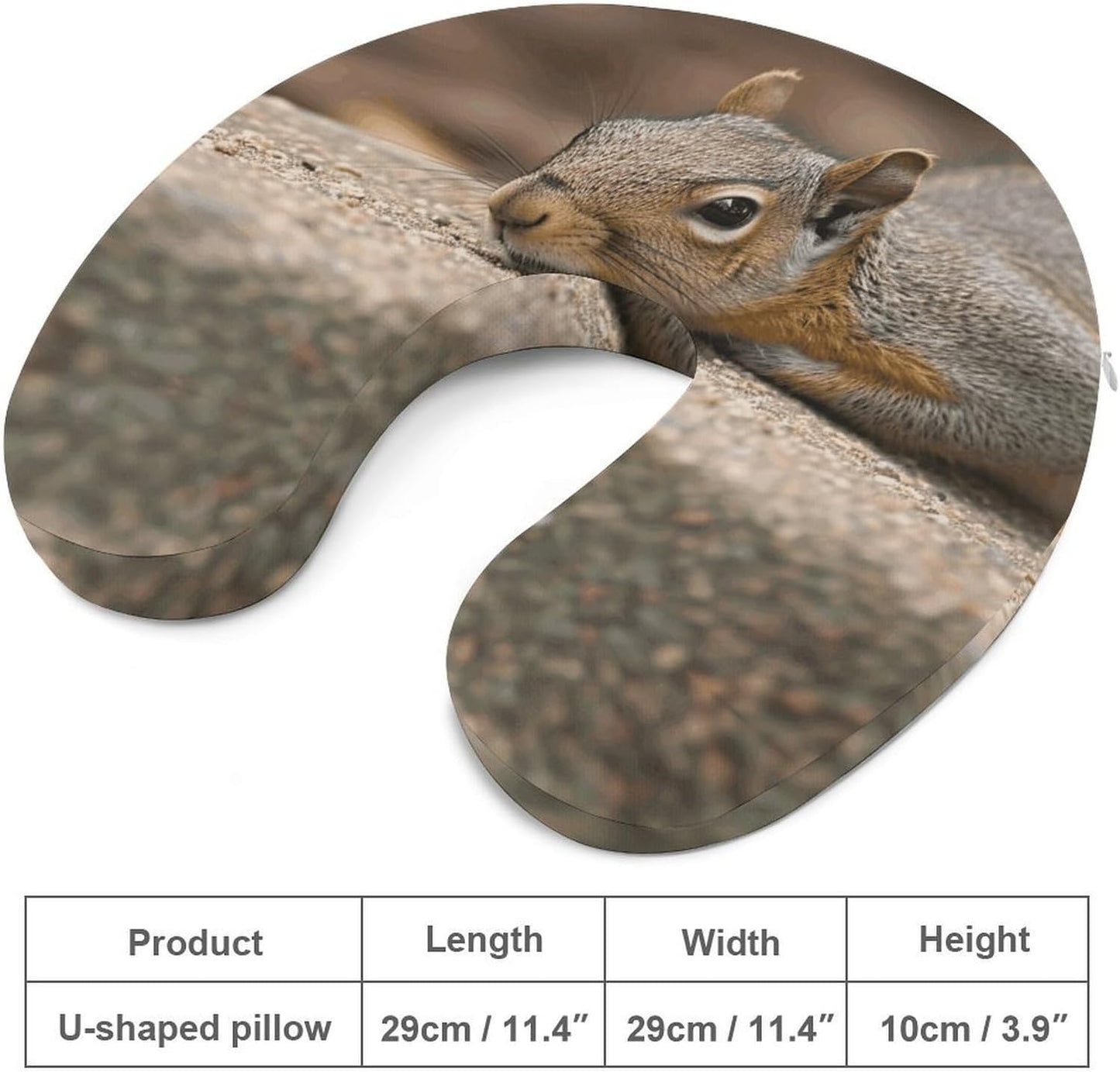 Squirrel Just Laying Neck Pillow Memory Foam U Shaped Pillows Portable Pillows for Shoulder Travel Head Support Pillow with Concealed Zipper for Airplane Car Home Office