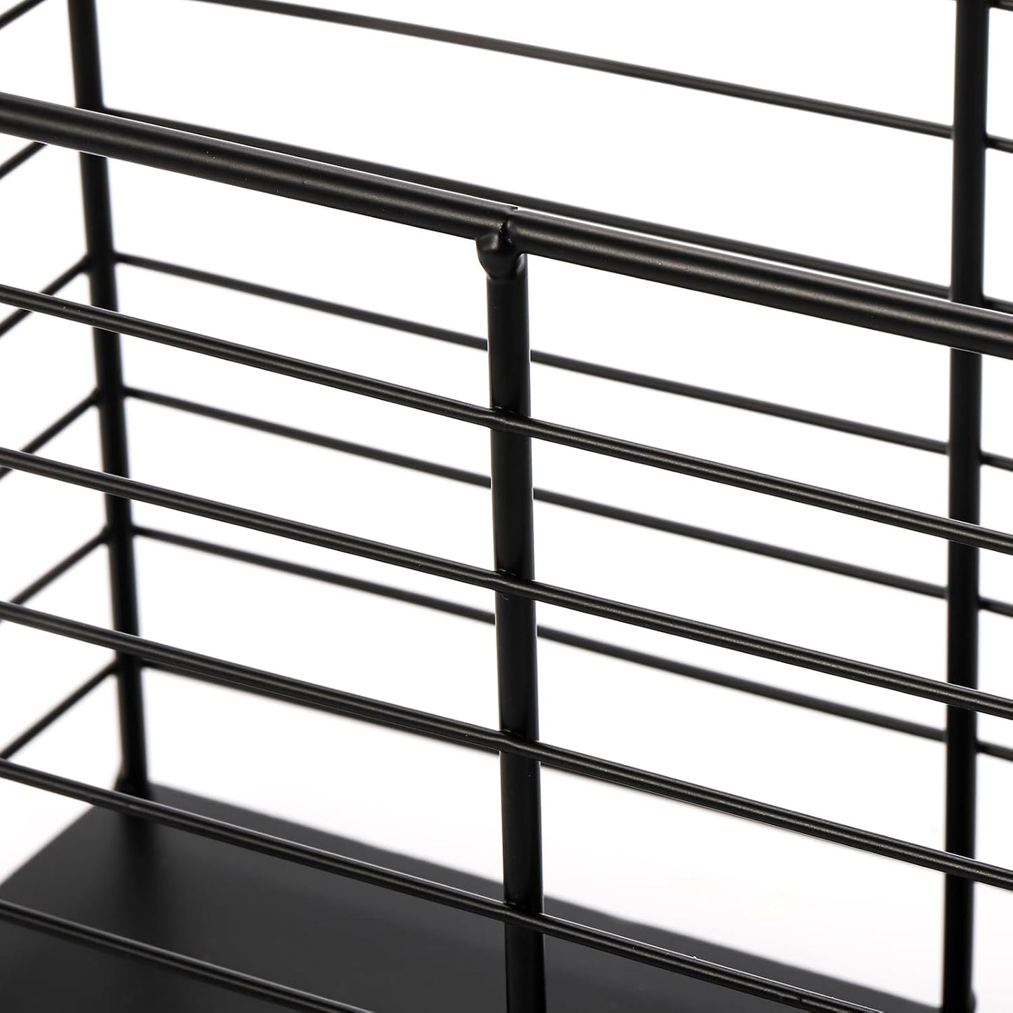 Metal Magazine Rack, Newspaper Book Tablet Storage Basket, File Holder Mail Organizer Bin with Handles, Iron Wire Black Folder Stand Holder for Home Office Bathroom Bedroom Den Living Room