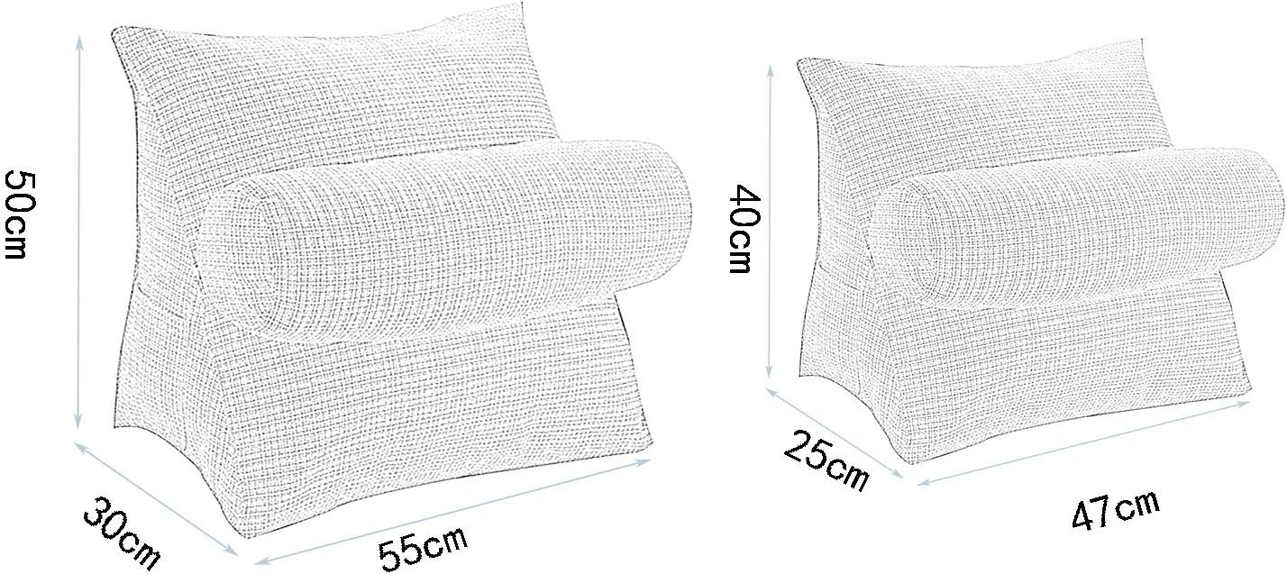 Reading Pillow Height-Adjustable Linen Fabric Throw Back Support Triangle Pillow for Car Seat Home Travel 5 Color 2 Size (Color : White Size : 55x30x50cm(2 Pieces)) (Orange 55x30x50cm(2 Pieces))