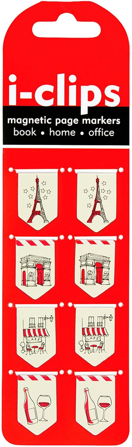 Paris i-Clips Magnetic Page Markers (Set of 8 Magnetic Bookmarks)