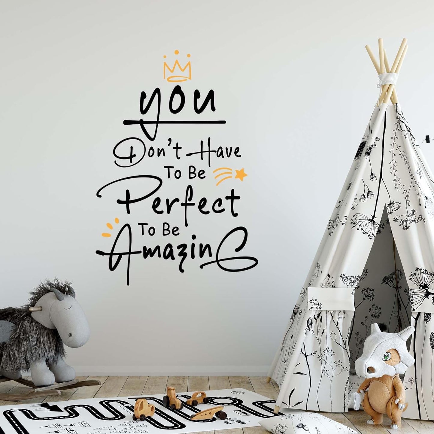 CEYAZYE Motivational Stickers - You Don't Have to Be Perfect to Be Amazing Wall Decals Peel and Stick, Inspirational Quotes Vinyl Stickers, 17×24 inch Wall Decor for Living Room Bedroom Office