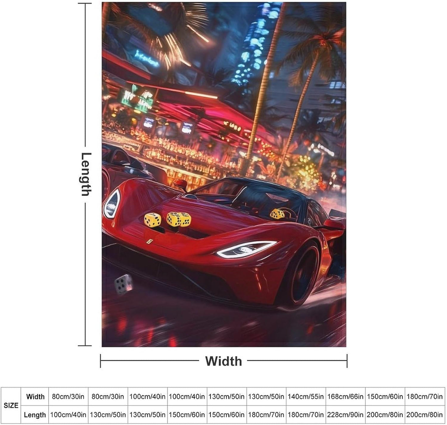 Red Sports-Car Throw Blanket for Couch Bed Plush Cozy Fuzzy Flannel Blanket for All Season 50"x70"