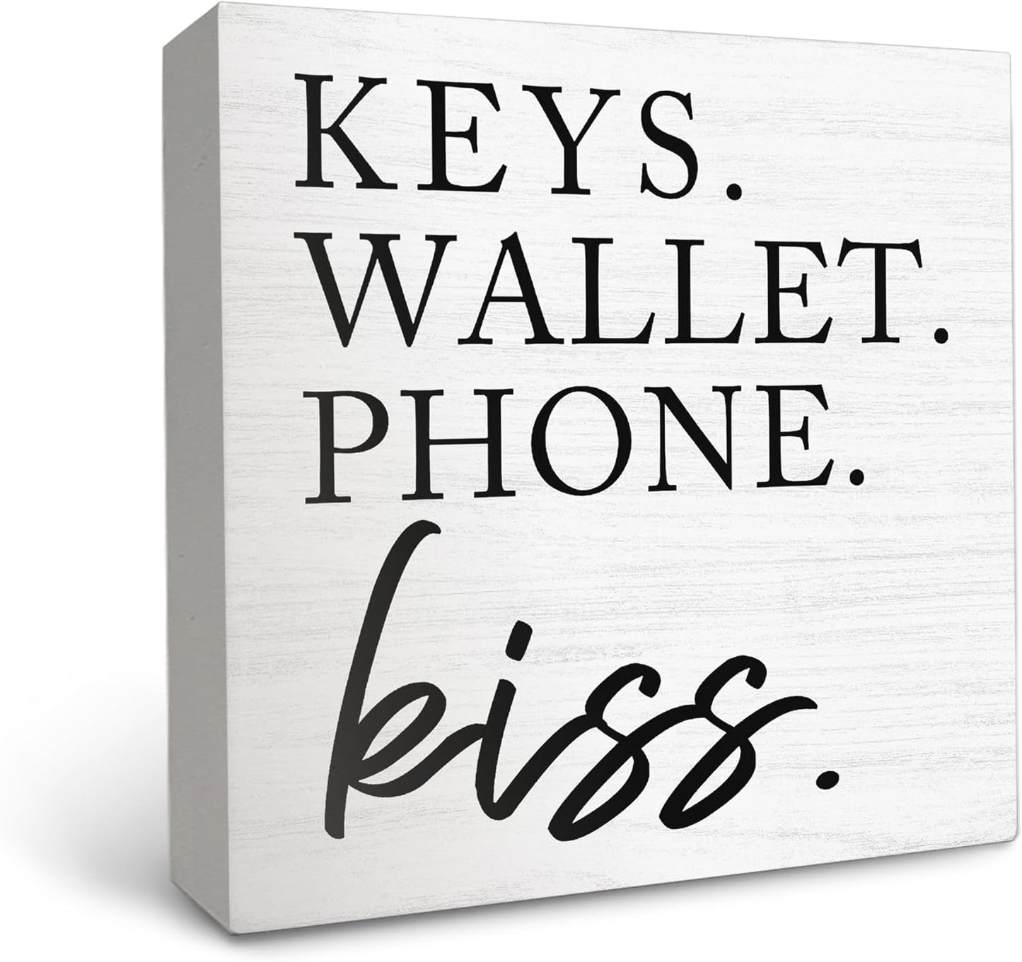 OFlich Wooden Entryway Table Decor - Box Sign, Keys Wallet Phone Holder, 6x6 Inches