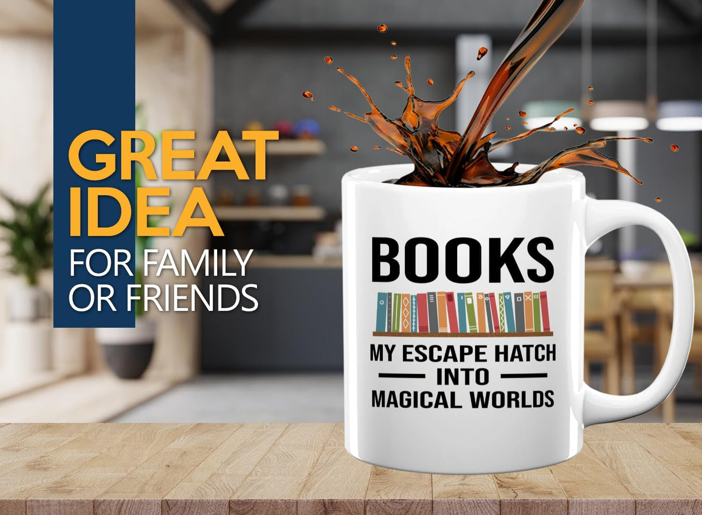 Book Lover Coffee Mug 11oz White -Escape Hatch - Writer Editor Bookish Librarian Bibliophile Bookish Grammar Philosophers