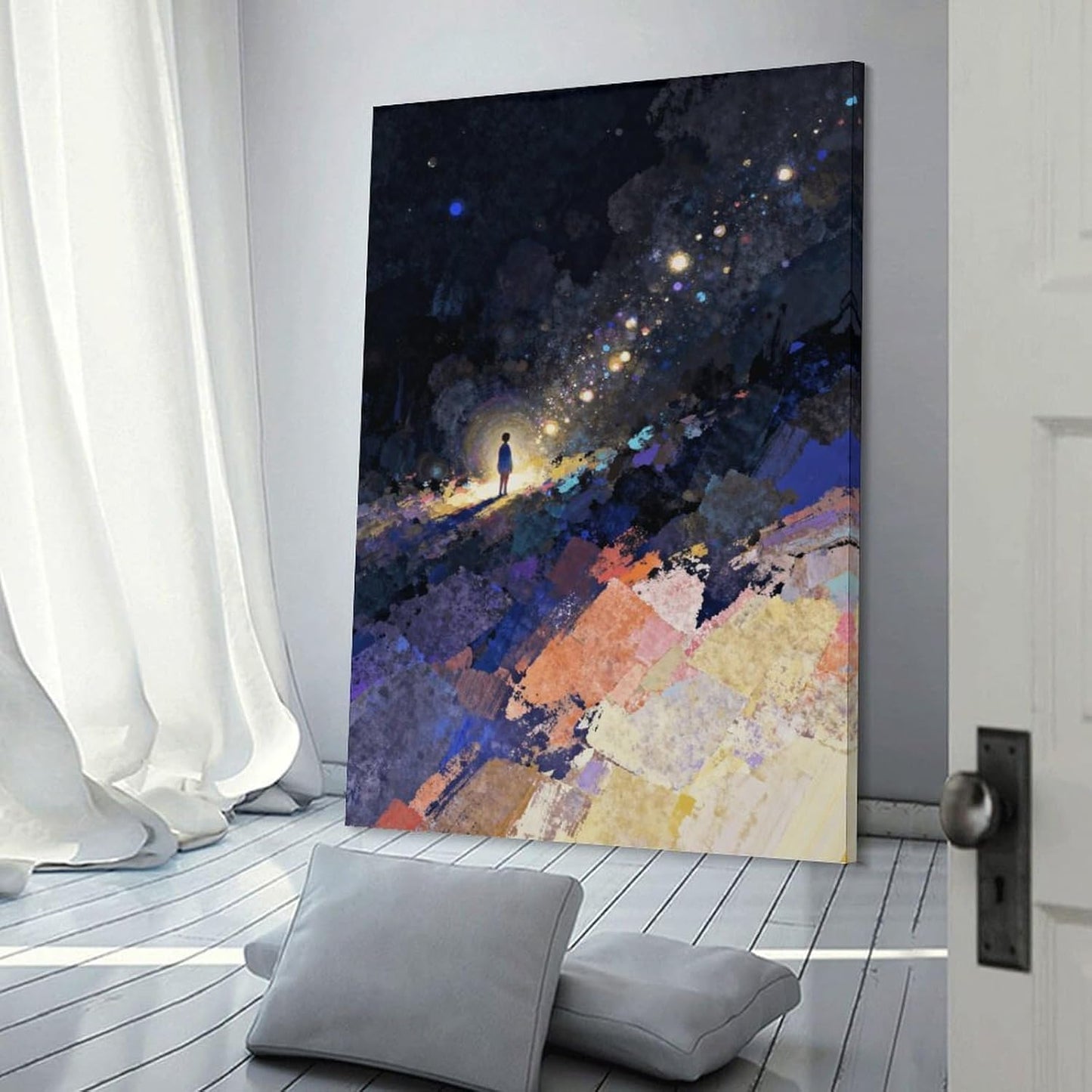 The World of Loneliness - 4 Oil Painting Print, Loneliness Wall Art, Moody Aesthetic Painting, Suitable for Reading Nook, Living Room, Bedroom Frame-style 20x30inch(50x75cm)