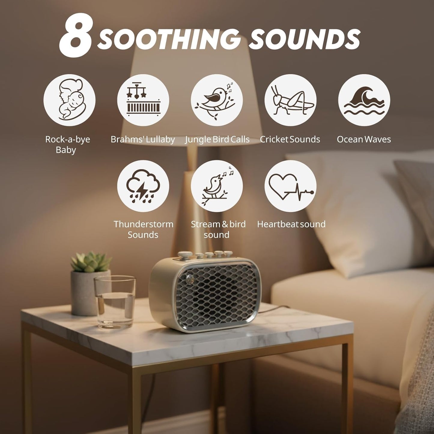 4 in 1 White Noise Machine & Gentle Bass Bluetooth Speaker, Sleep Sound Machine Portable for Baby, Adults, Travel & Office