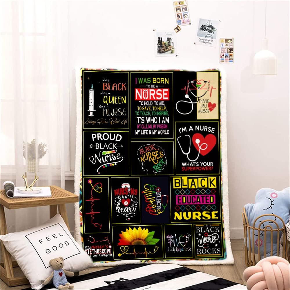 Nurse Gifts Throw Blanket - Soft Fluffy Sherpa Warm for Bed, Office & Couch (60"x80")