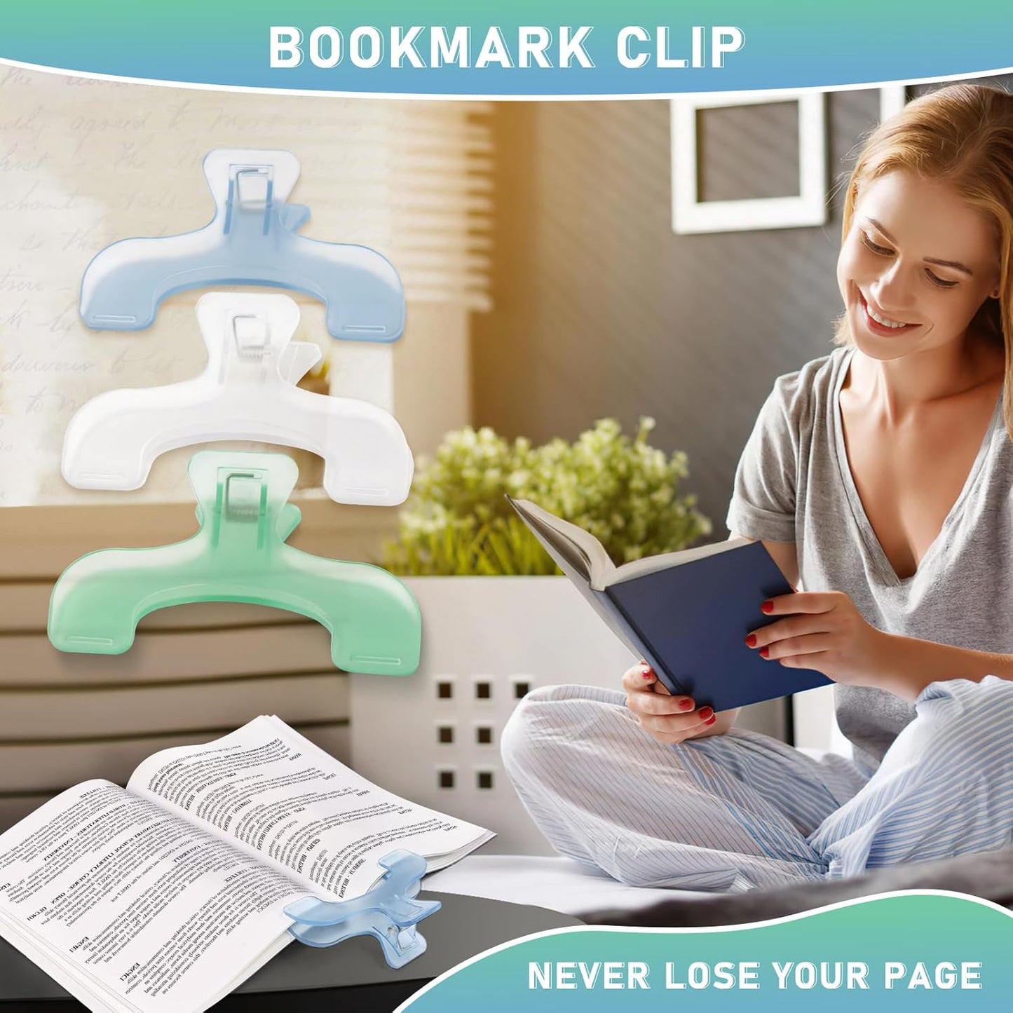 3 Pcs Book Page Holder, 4.72" Widened Transparent Page Holder for Books, Notebooks - Non-Slip Hands, Free Reading for Home, Office, School, Portable & Lightweight Bookmark Clip