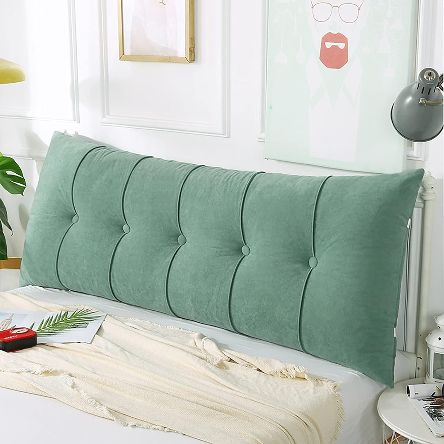 Rectangular Bedside Reading Pillow,Large Backrest Lumbar Pillows Oversized Headboard Body Cushion,Positioning Back Support Bolster for Day Bed Bunk Bed,Removable Cover