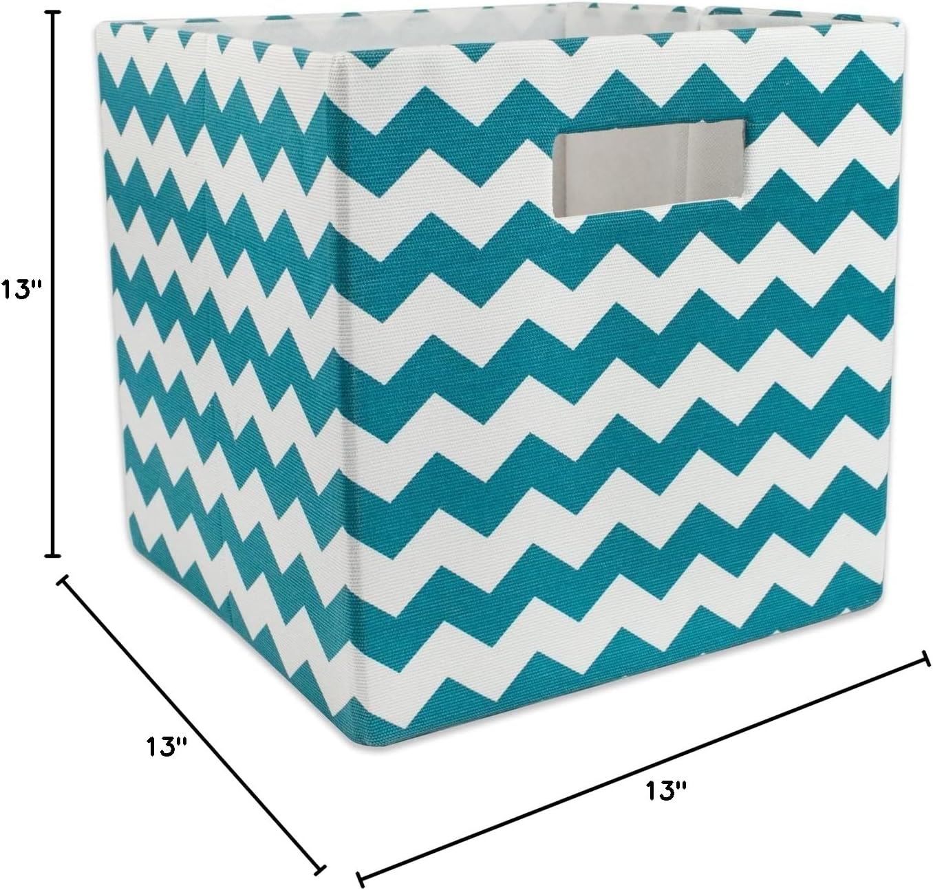 DII Collapsible Polyester Storage Cube, Chevron, Teal, Large