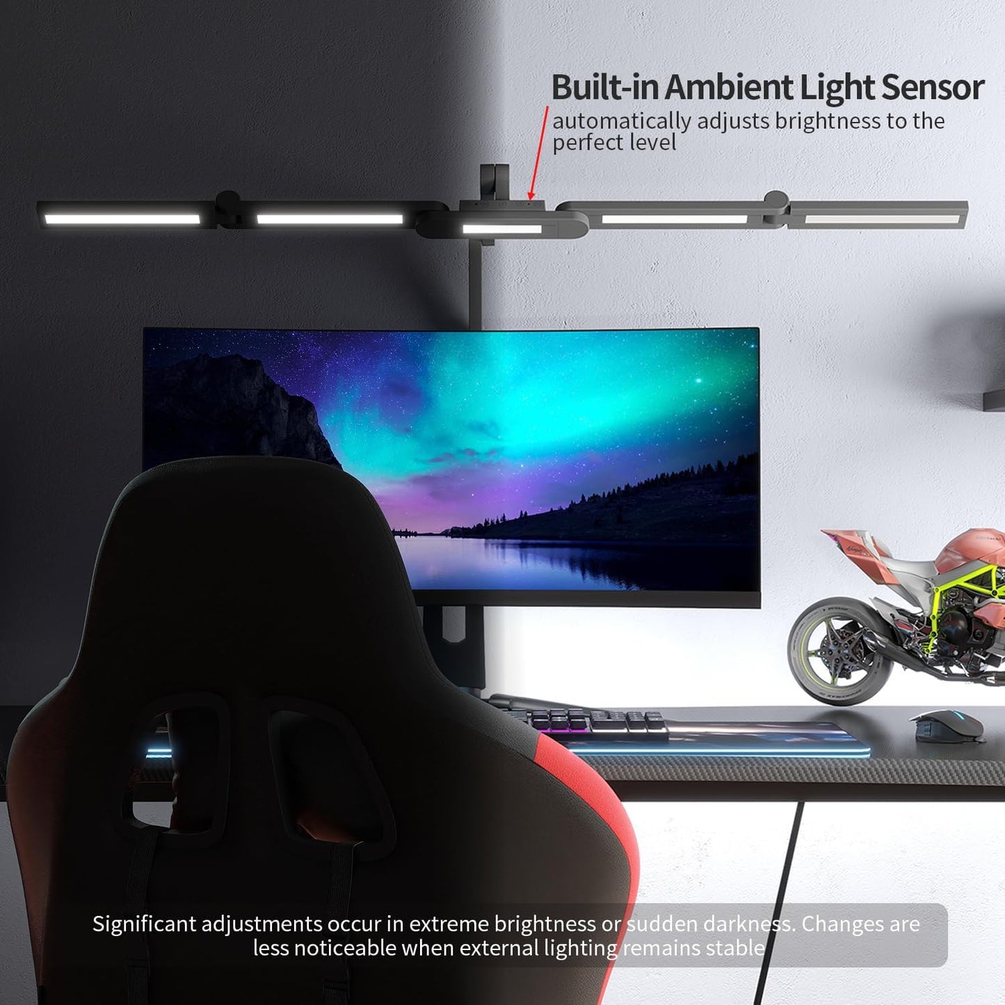 Led Desk Lamp with Clamp, 41" Architect Desk Lamp, 24W Ultra Bright Auto Dimming Computer Light, Eye-Caring Task Lamp for Home Office, Reading, Study, Dual Monitors, Workbench