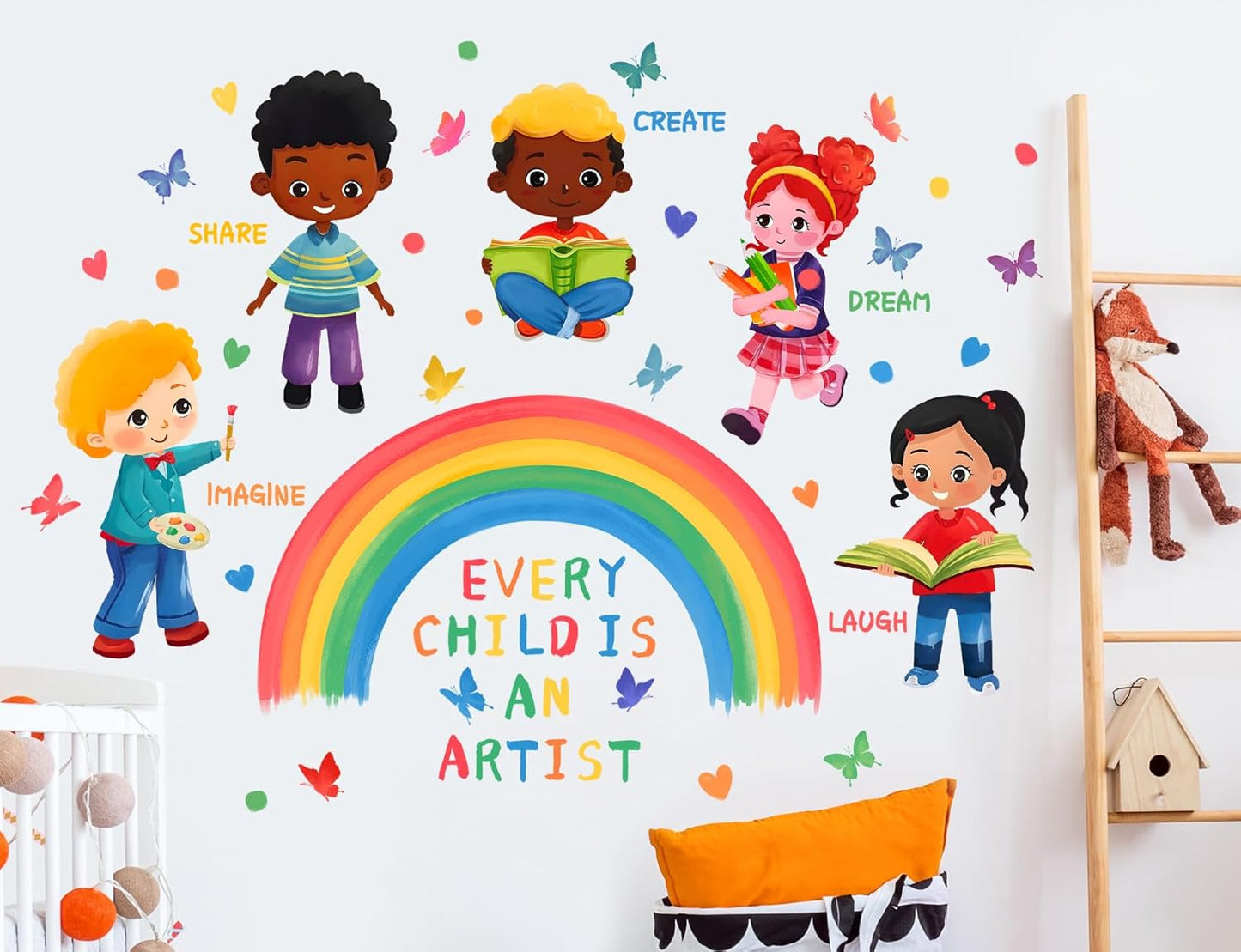 Every Child is an Artist Wall Decal Inspirational Quotes Stickers DIY Peel and Stick Rainbow Wall Decals for Kids Girls Teens Classroom School Nursery Daycare Decoration