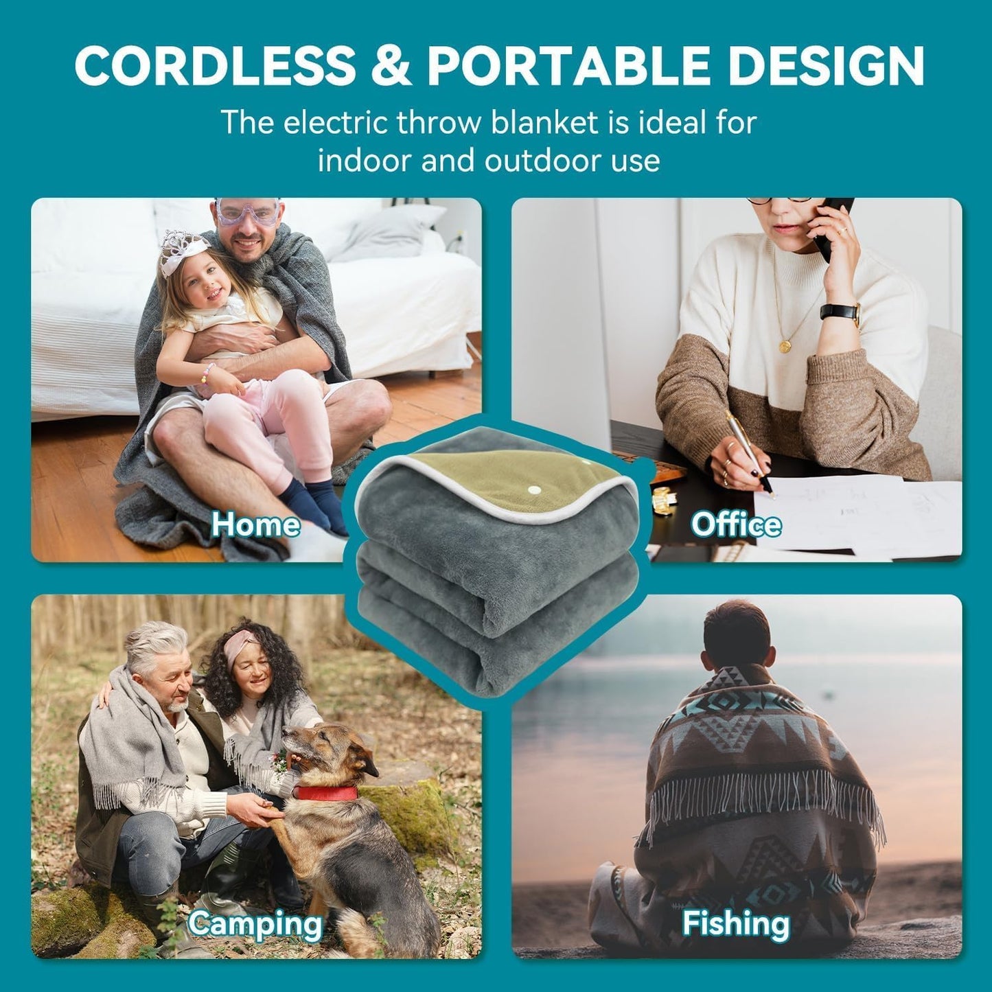 Warm Storm Heated Blanket Electric Knee Blanket, 30"x40" Fast Heating Soft Flannel Electric Blanket Throw with 3 Heat Levels & 2H Auto-Off, Warm Gift for Grandma & Grandpa, Gray (Battery Not Included)