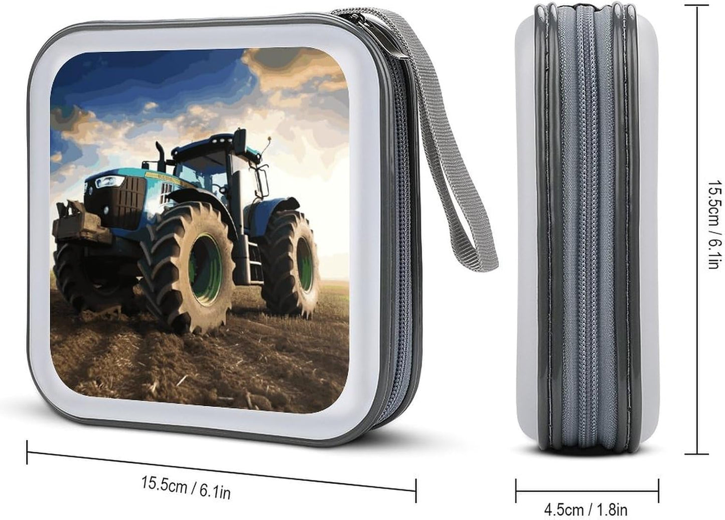 Farm Tractor CD Case 40 Capacity Case Zipper CD Collection Bag with Handles Cover DVD Storage Hard Plastic DVD Disc Cases Storage Binder for Car Home Office Travel