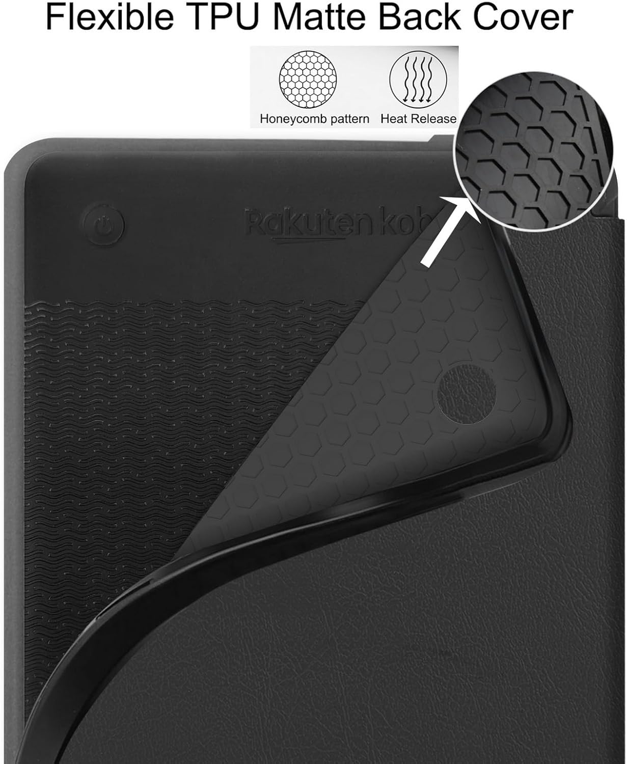 Case for Kobo Clara Colour 6.0 inch 2024 Released, with Auto Sleep/Wake, Soft TPU Matte Back Cover, Slim Lightweight Shell Protective Smart Cover for Kobo Clara BW 6” Case -Black