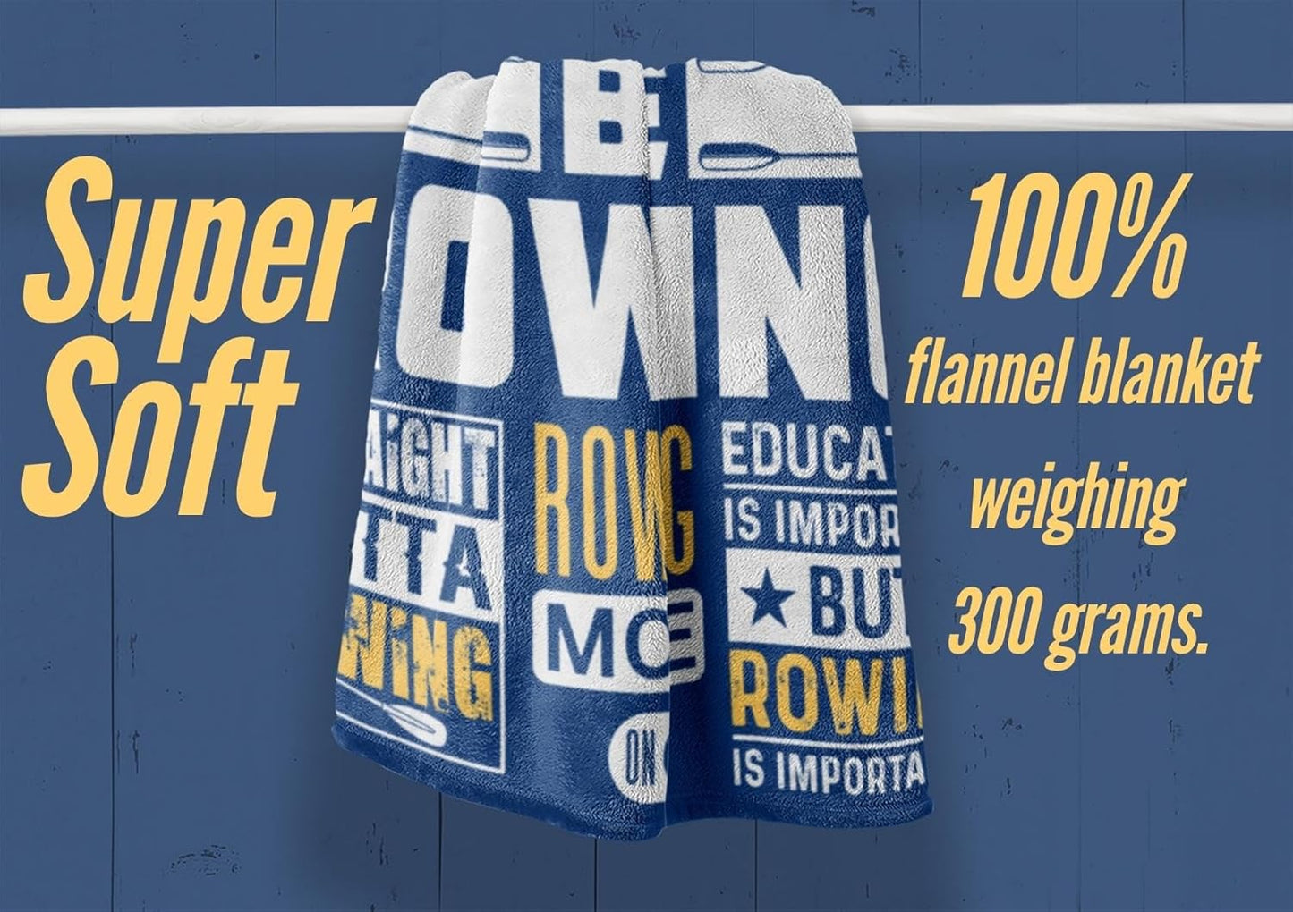 Rowing Gifts Blanket, Boat Flannel Throw Blanket for Men, Funny Unique Birthday for Him 50"*65"
