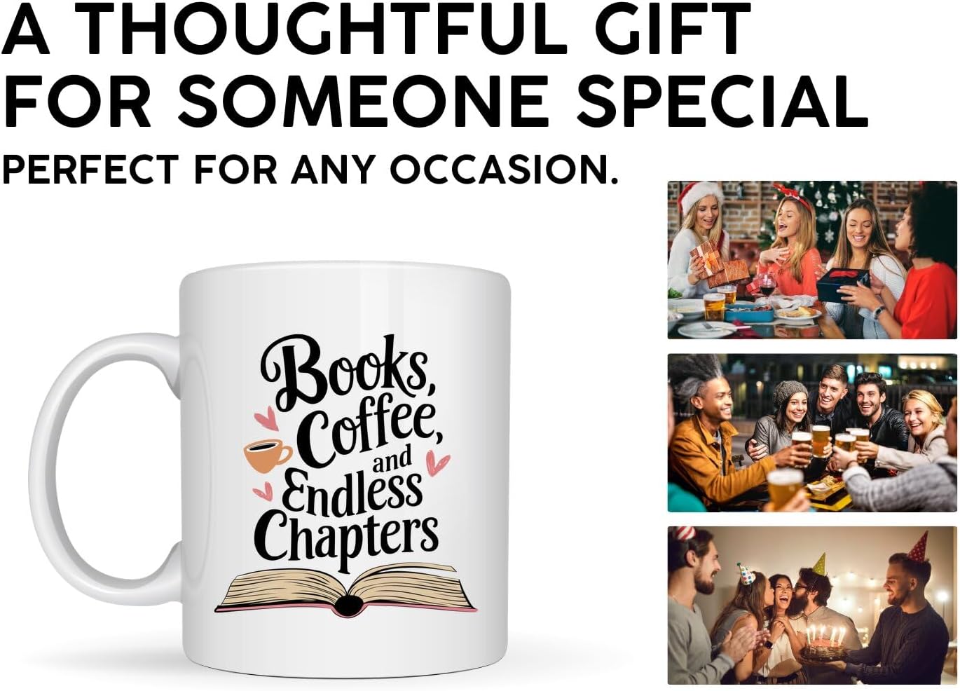 Book Lovers Coffee Mug 11oz White -Endless Chapters - Gift for Book Club Bookworm Bookish Reading Nerdy Avid Readers Women