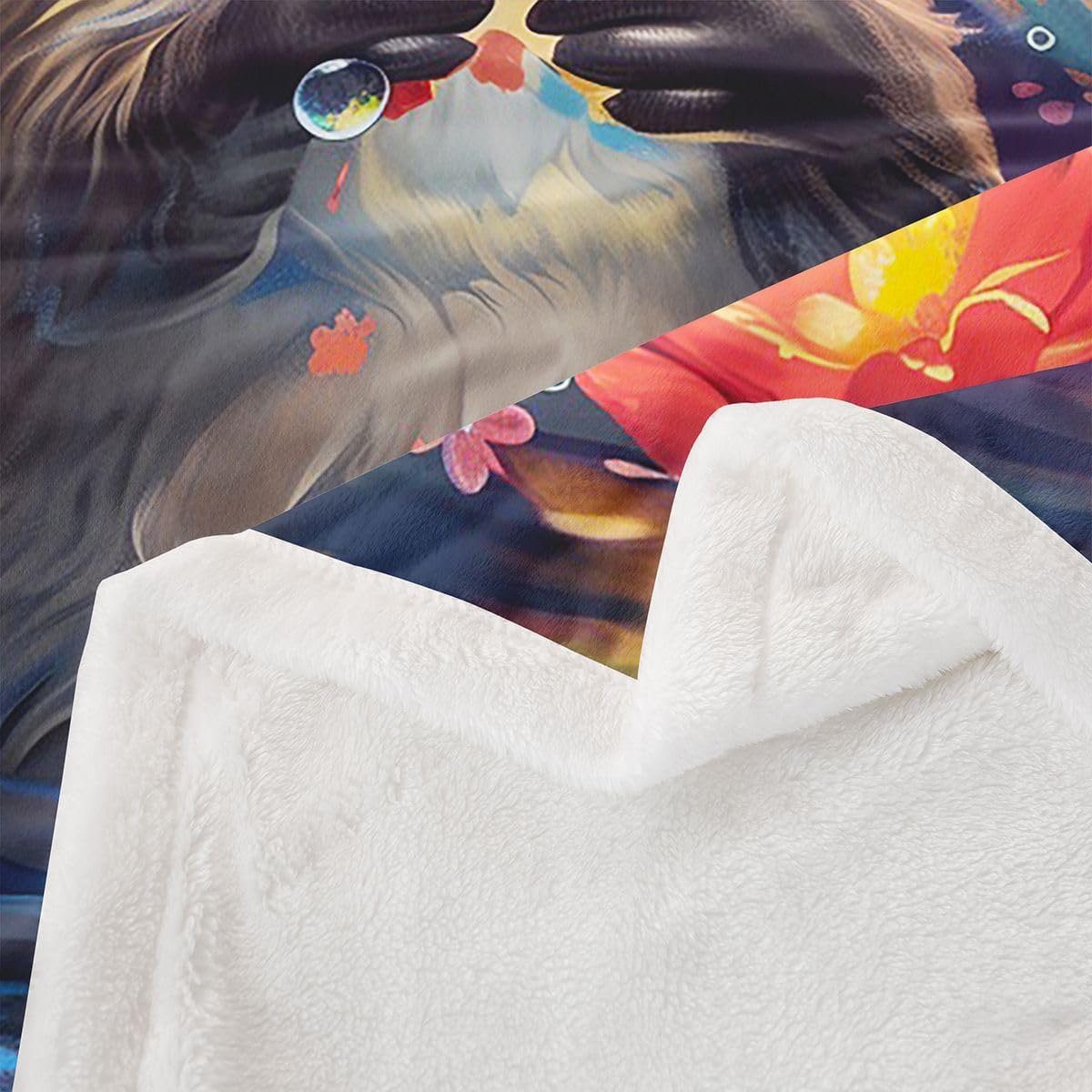 Feelyou Cute Otters Sherpa Throw Blanket for Couch Sea Otters Ocean Super Soft Cozy Fleece Sealife Blanket for Winter, Plush Throw Underwater Animals Throw 50"x60" All Season