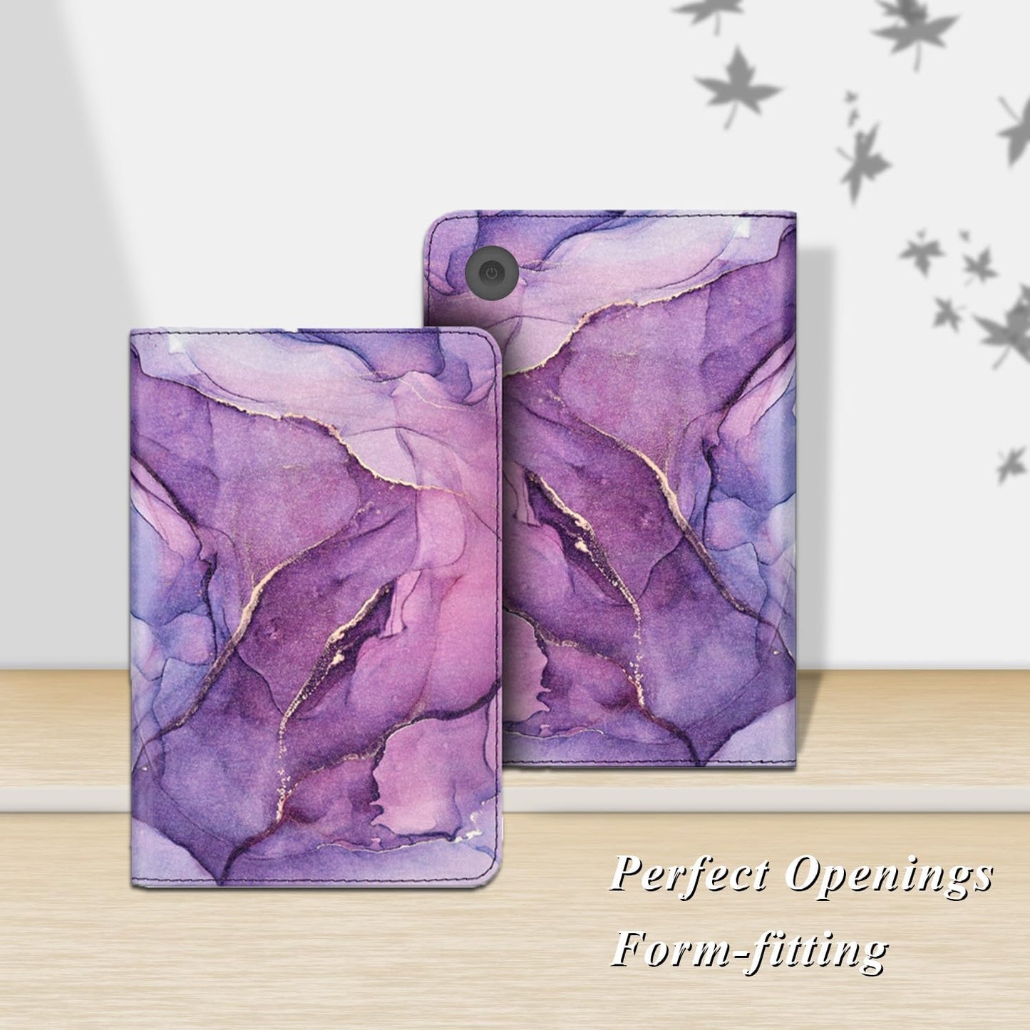 Stand Case for 6" Kobo Clara Colour/Clara BW (2024)/Clara 2E (2022)/Tolino Shine Color/Shine 5/Shine 4,Durable PU Leather Cover with Auto Sleep Wake, Card Slot, Hand Strap Feature,Marble Purple