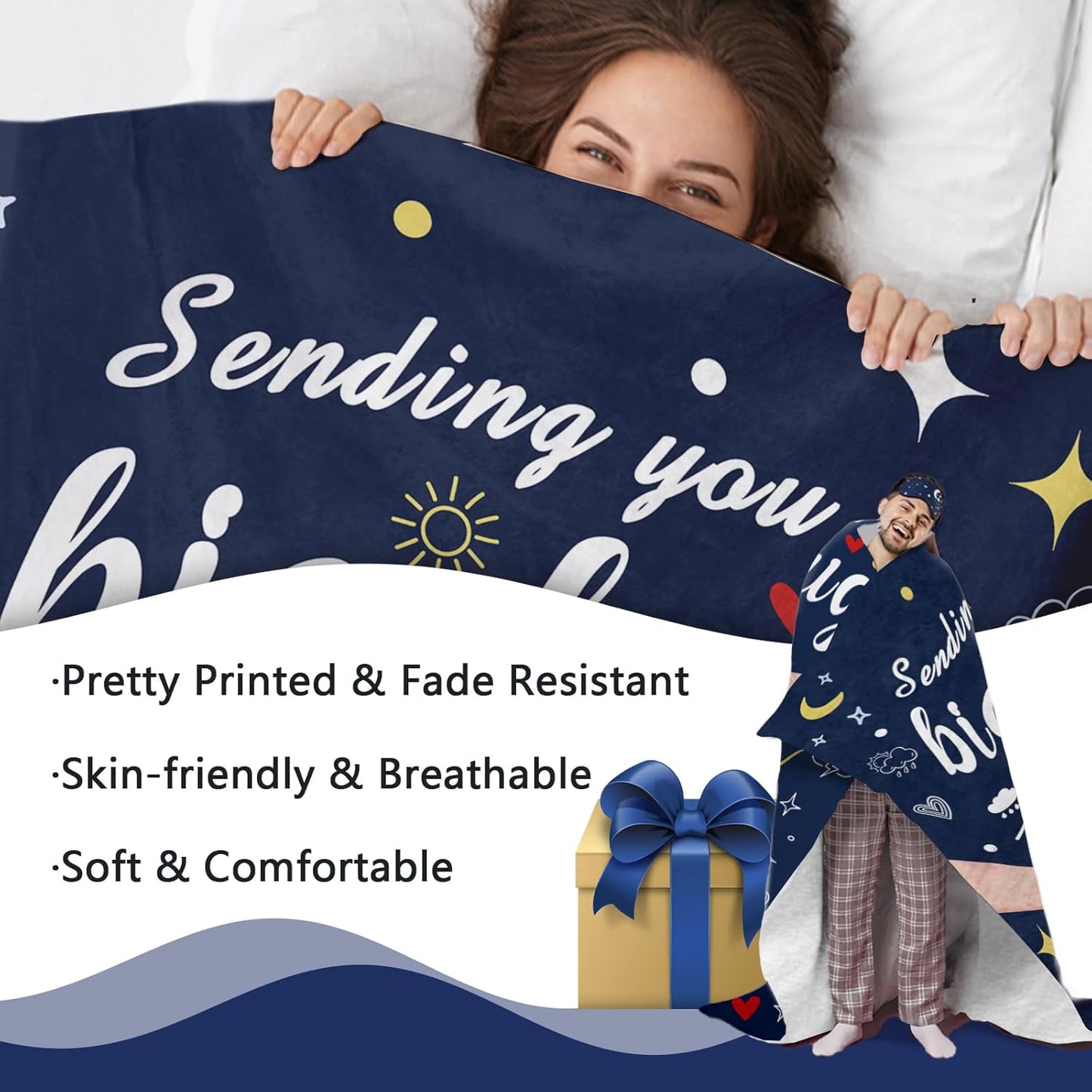 Get Well Gifts for Women Men Flannel Throw Blanket, Sympathy Thinking of You After Surgery Healing Gift Idea, Sending Hug Inspirational Cancer Care Present for Friend Sister Coworker 50''x60''