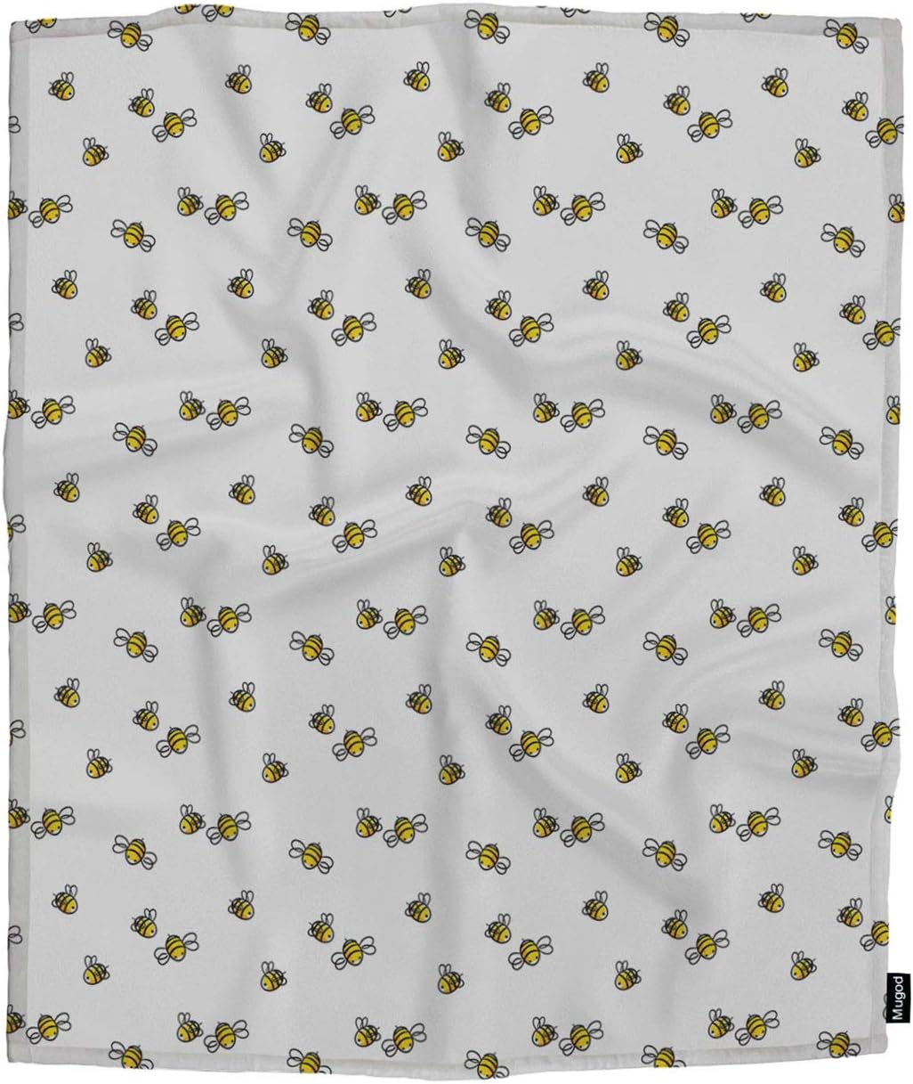 Mugod Bee Throw Blanket Cute Cartoon Baby Bee Seamless Pattern Honey Vector Decorative Soft Warm Cozy Flannel Plush Throws Blankets for Baby Toddler Dog Cat 30 X 40 Inch