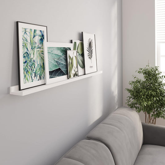 Wallniture Denver 46" Picture Ledge Shelf, Wood Wall Shelves for Photo, Picture Frame, Books, White Bookshelf for Kids Room, Living Room, Bedroom